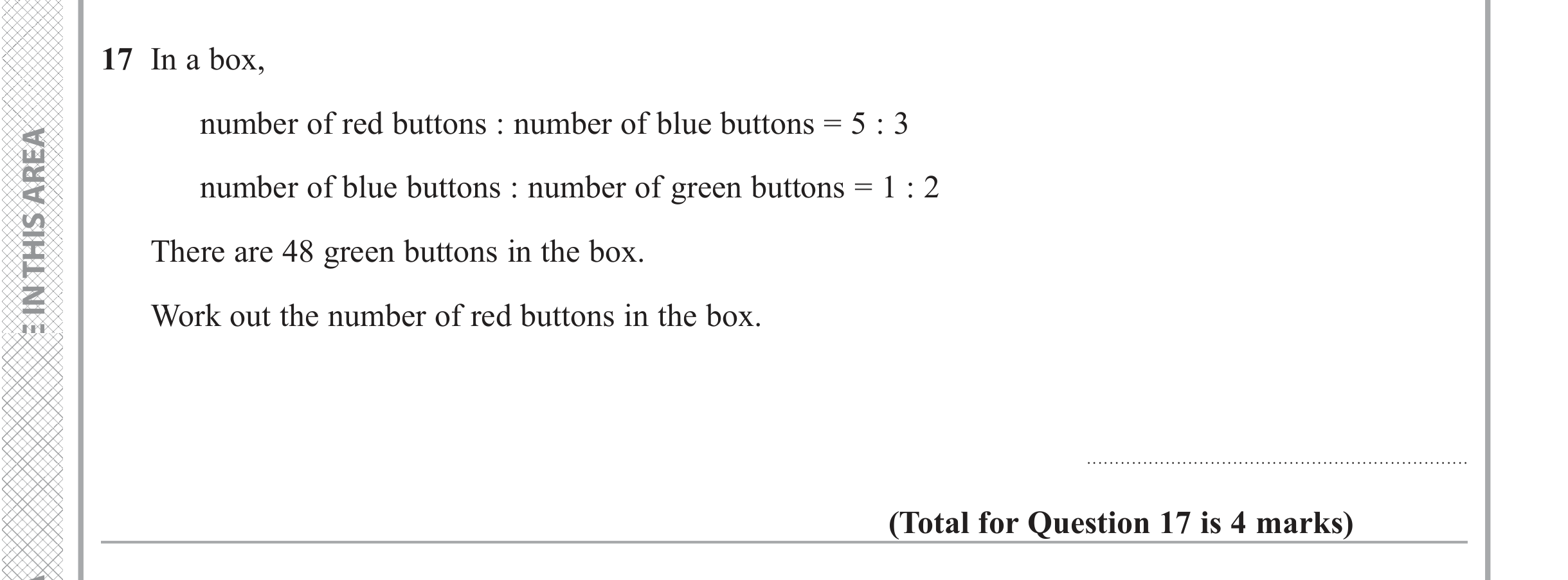 Question 17 — Ratios — Edexcel iGCSE June 2019