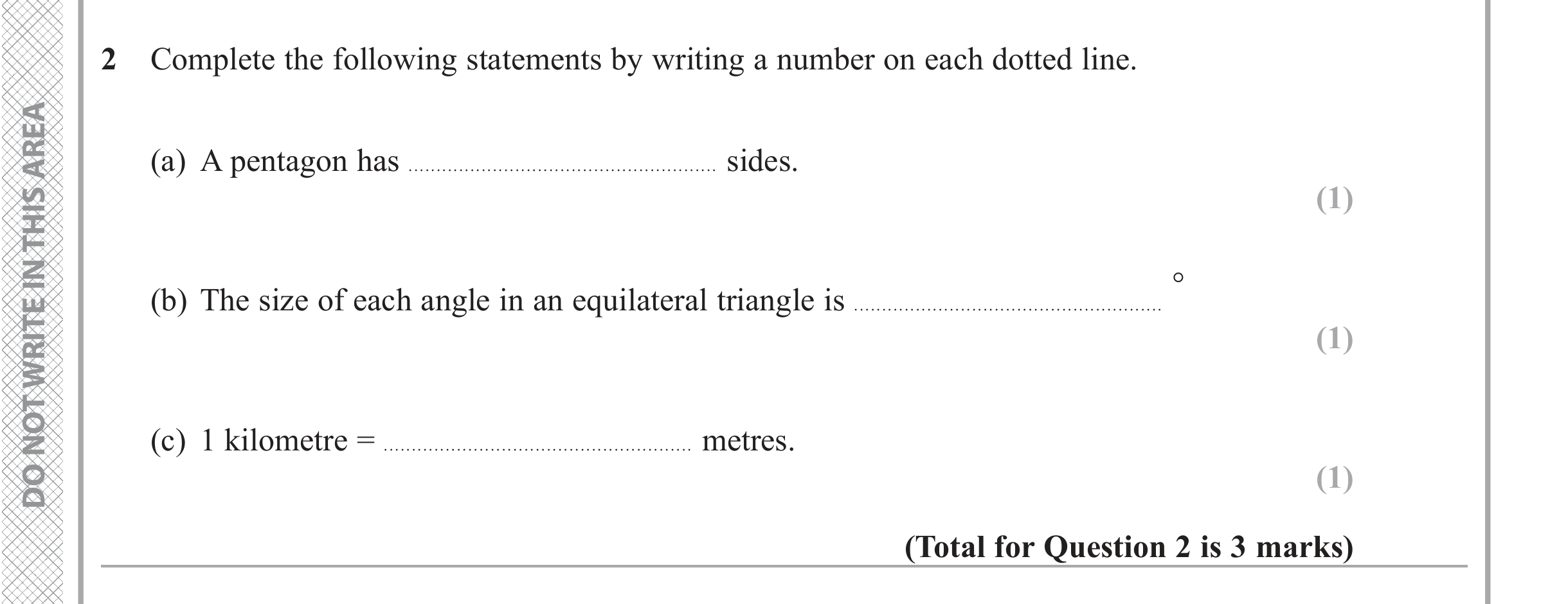 Question 2 — Polygons, Unit Conversions — Edexcel iGCSE June 2019