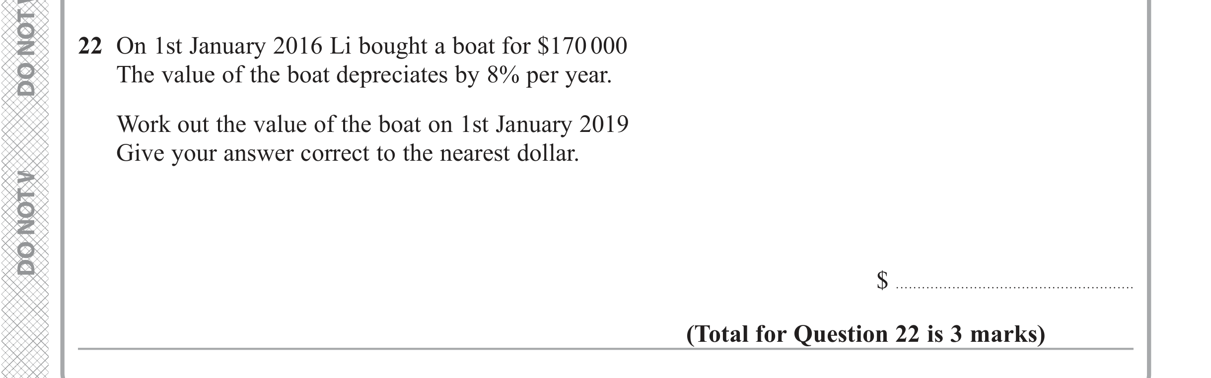 Question 22 — Compound Interest — Edexcel iGCSE June 2019