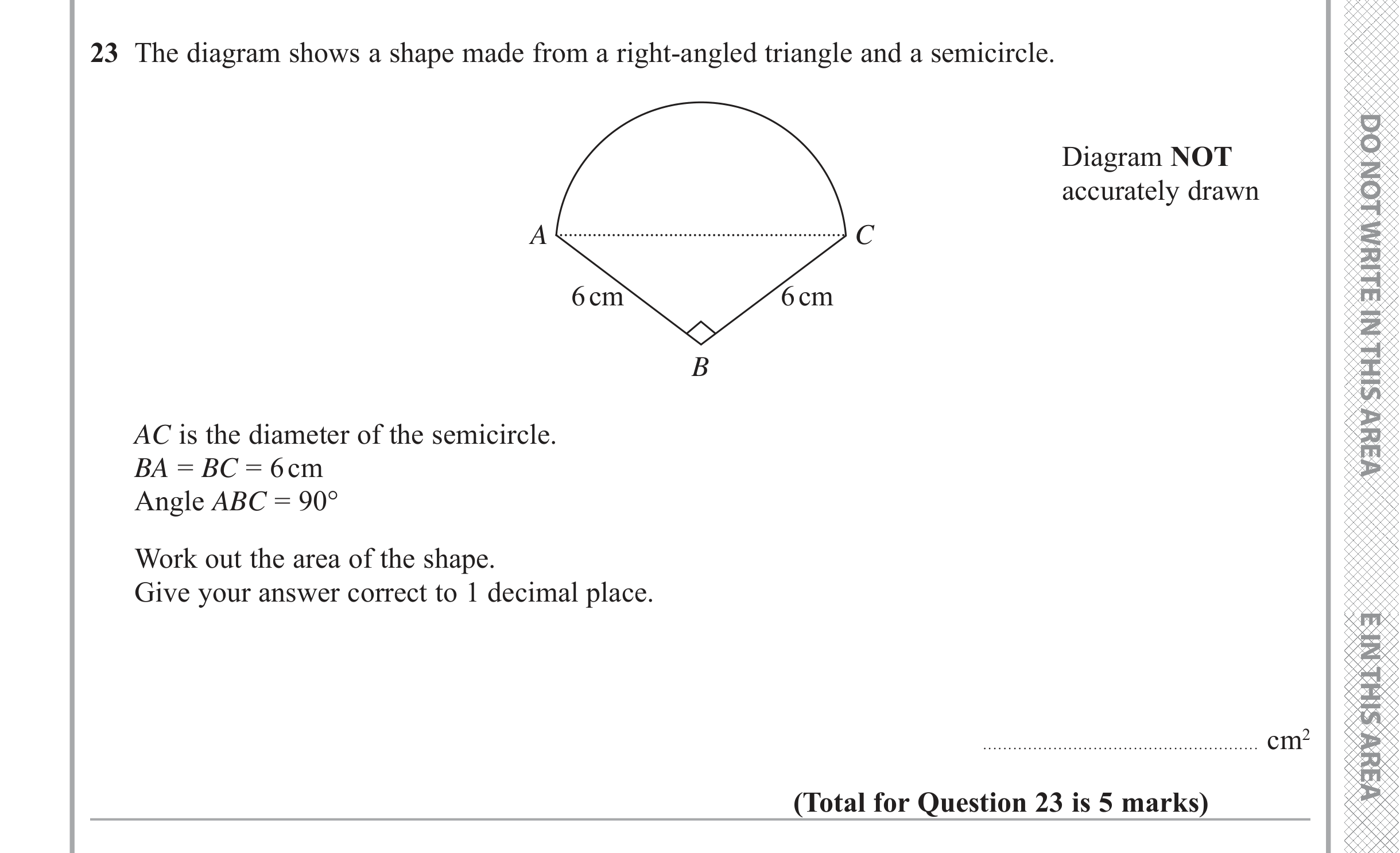Question 23 — Pythagoras, Perimeter and Area — Edexcel iGCSE June 2019