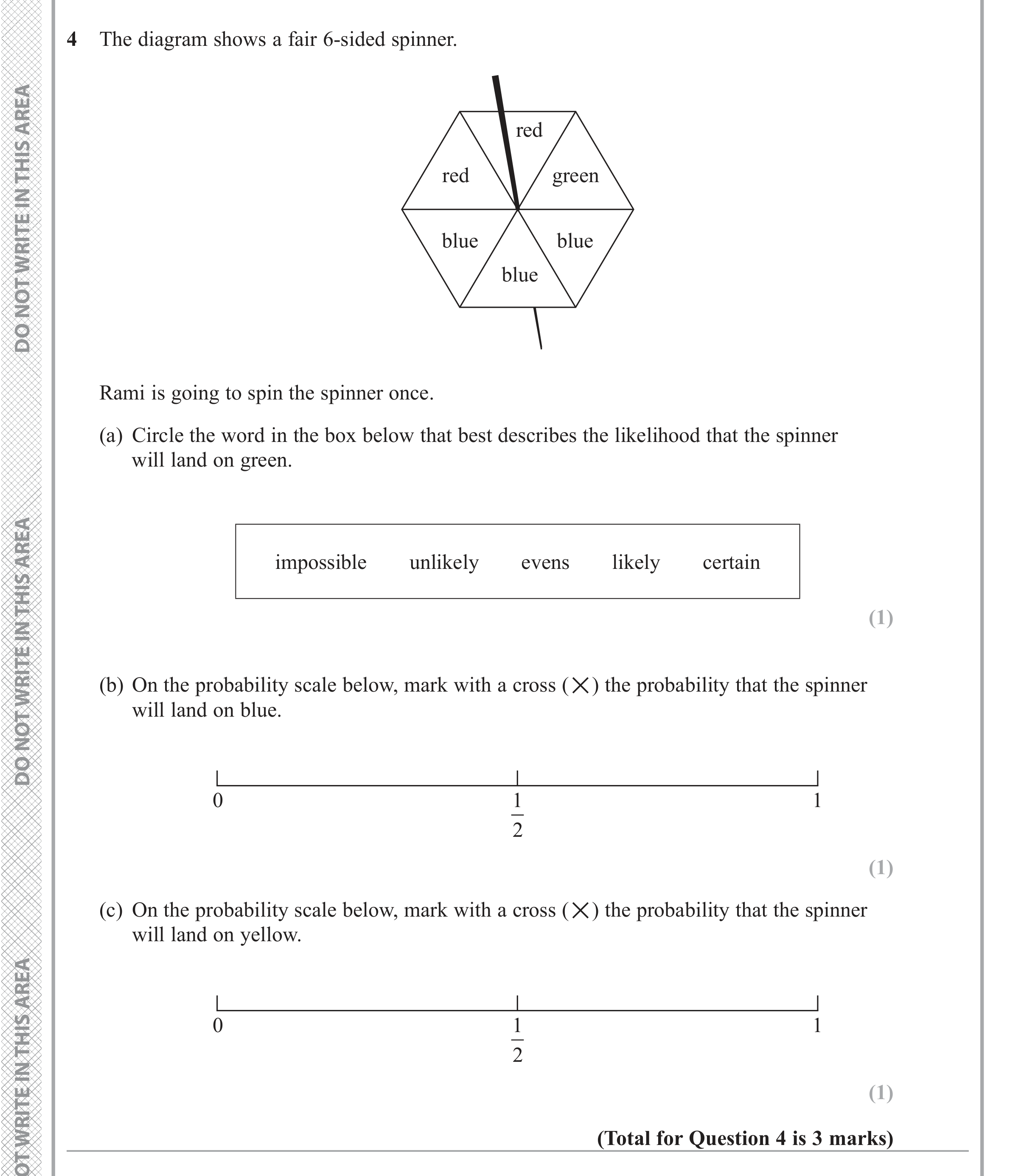 Question 4 — Probability — Edexcel iGCSE June 2019