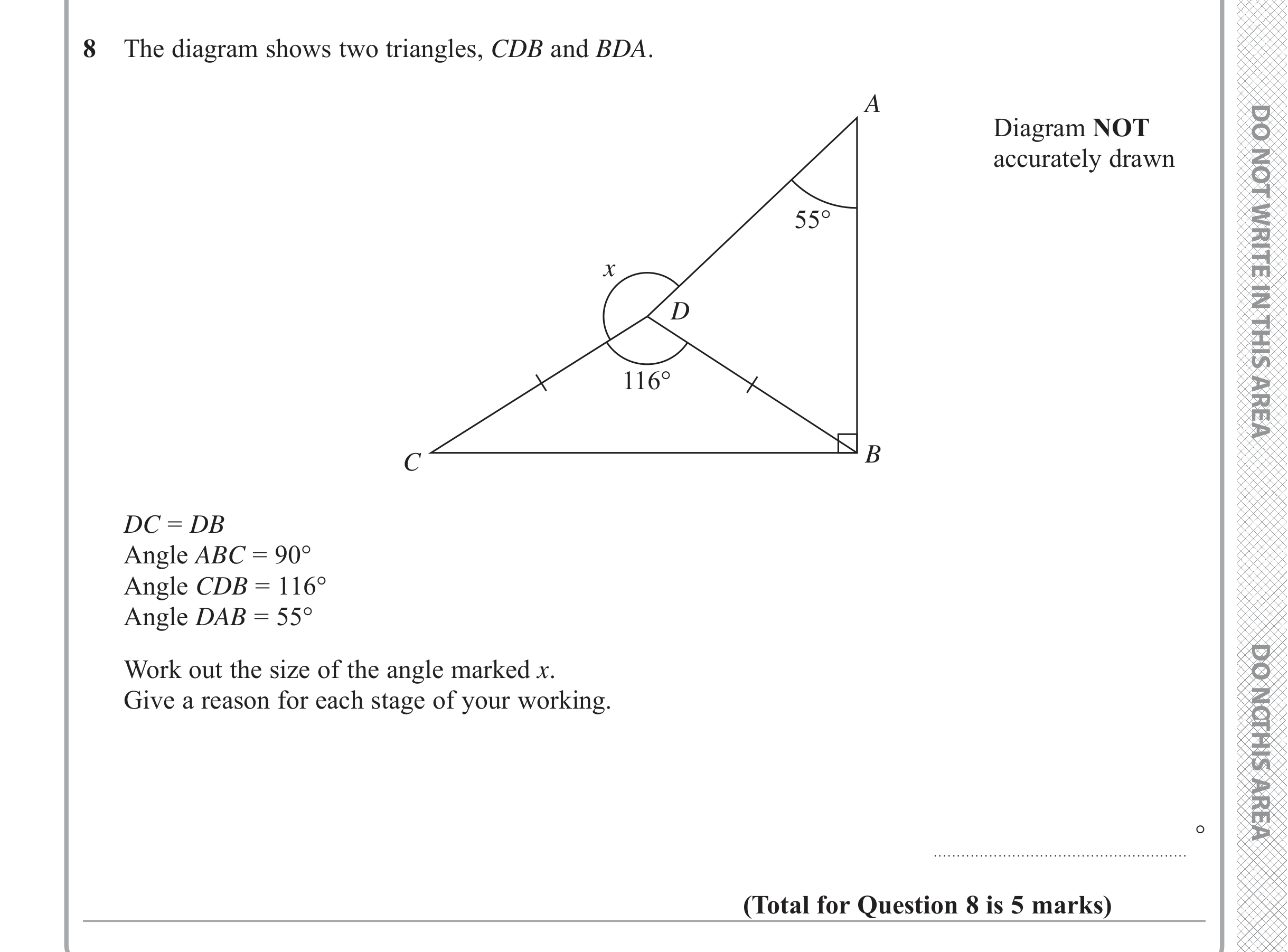 Question 8 — Angles — Edexcel iGCSE June 2019