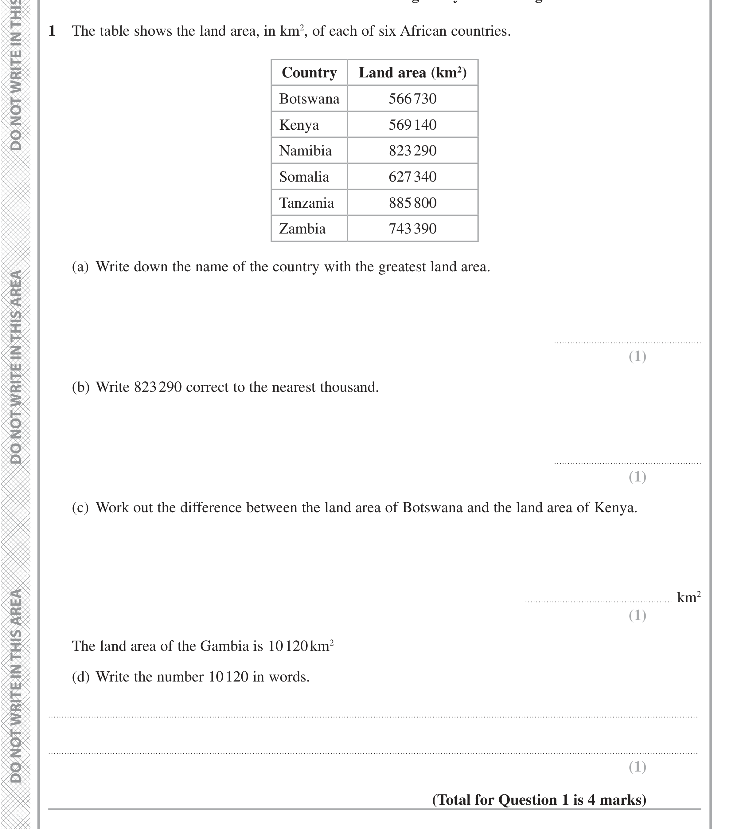 Question 1 — Interpret Statistical Diagrams, Rounding, Writing Numbers as Words — Edexcel iGCSE Jan 2020