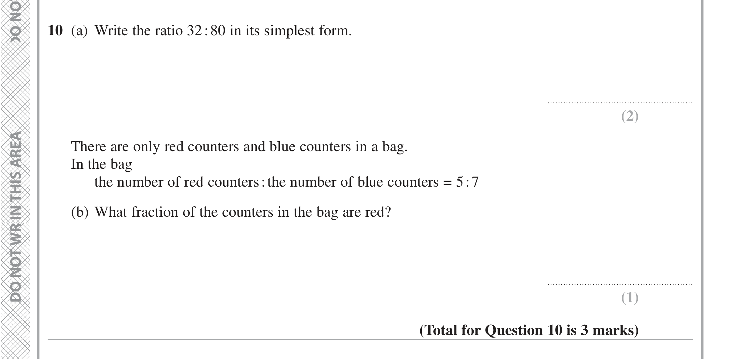 Question 10 — Ratios — Edexcel iGCSE Jan 2020