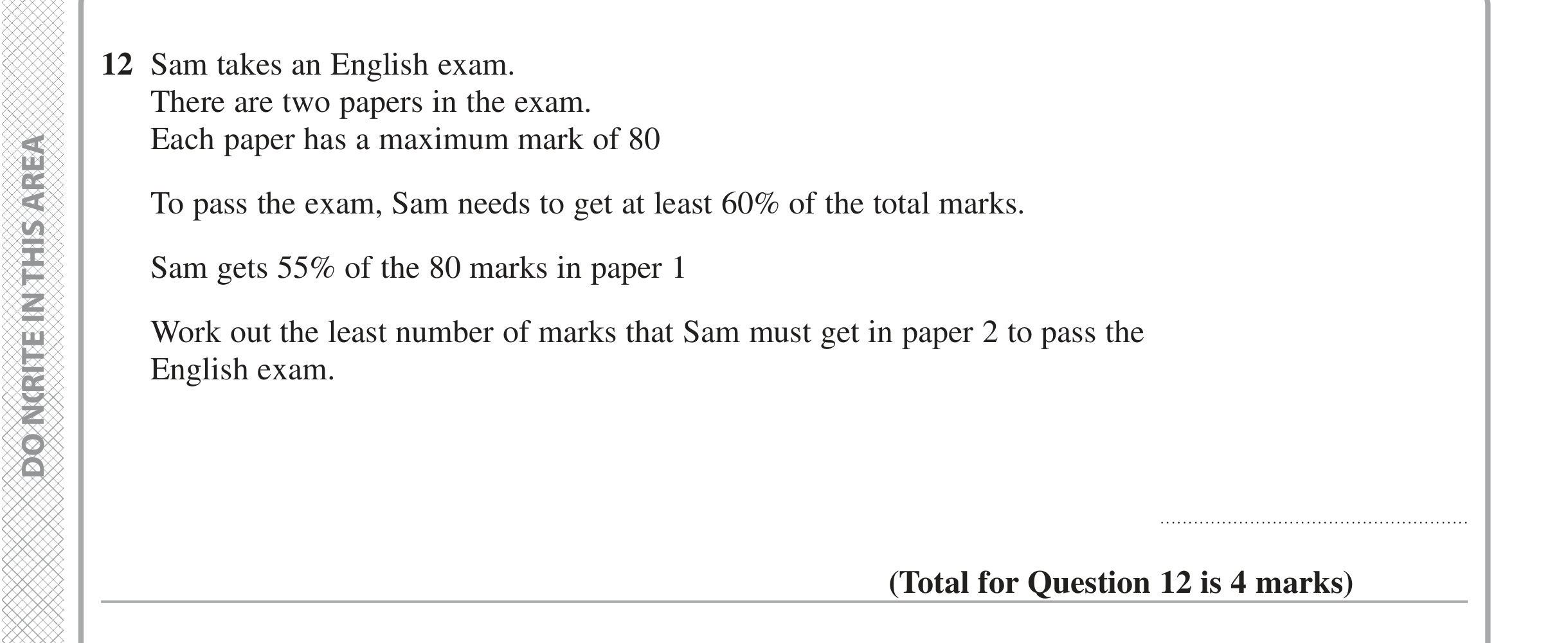 Question 12 — Percentages — Edexcel iGCSE Jan 2020
