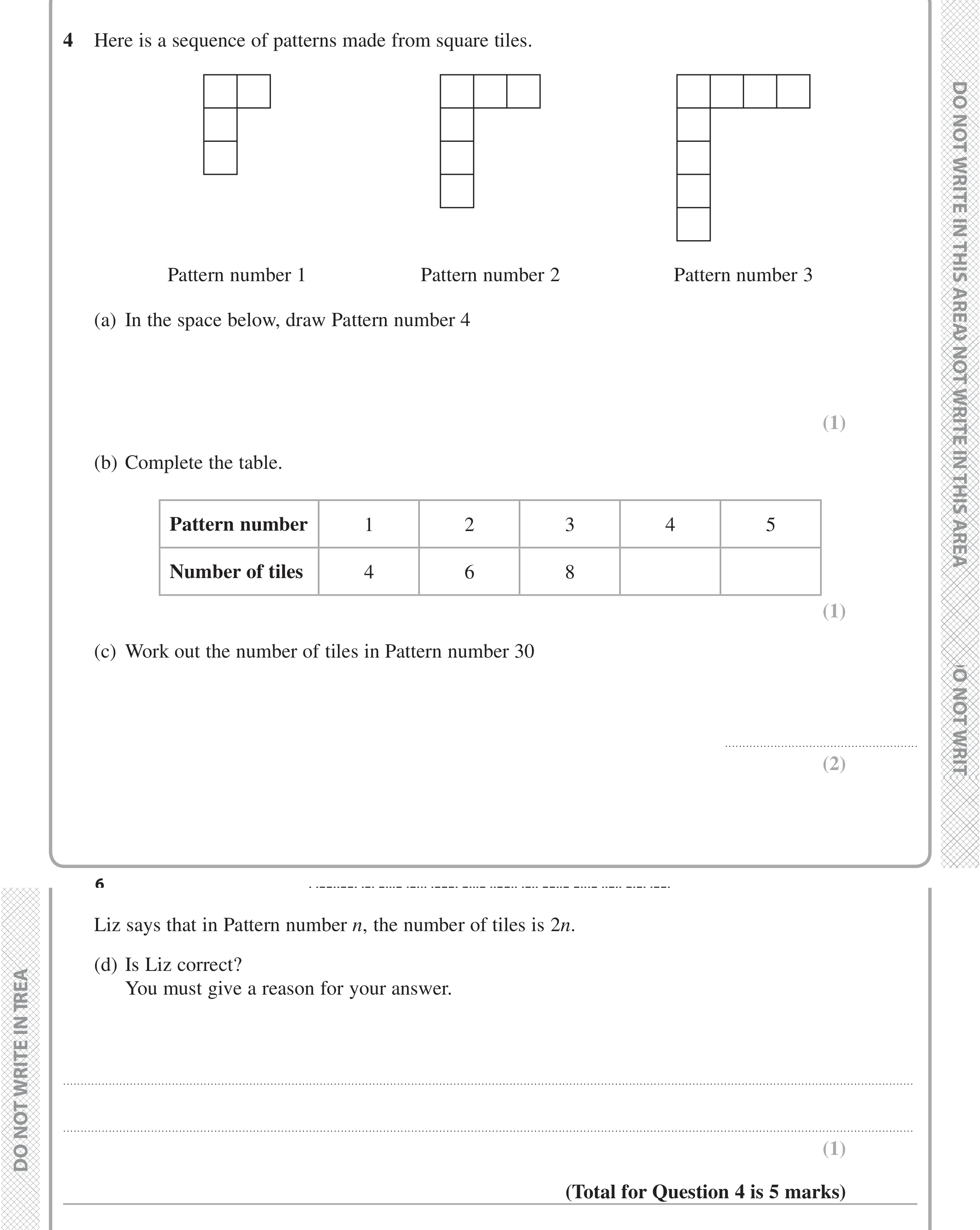 Question 4 — Sequences — Edexcel iGCSE Jan 2020