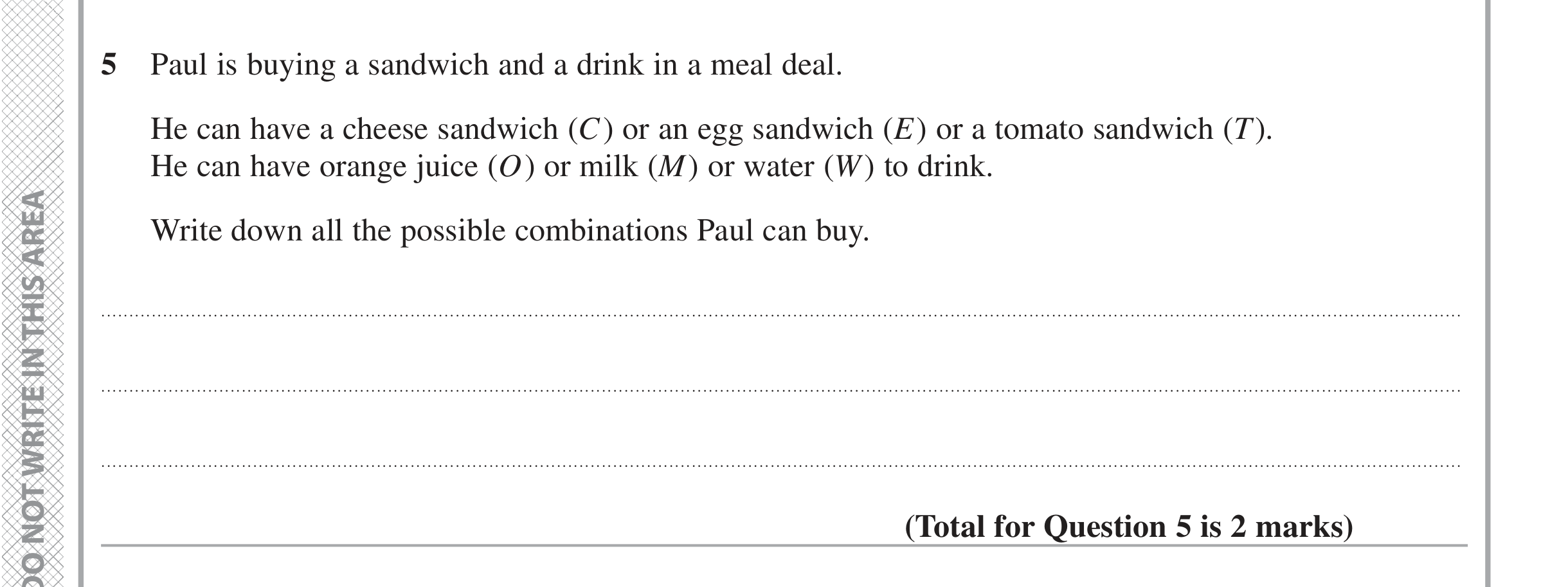 Question 5 — Probability — Edexcel iGCSE Jan 2020
