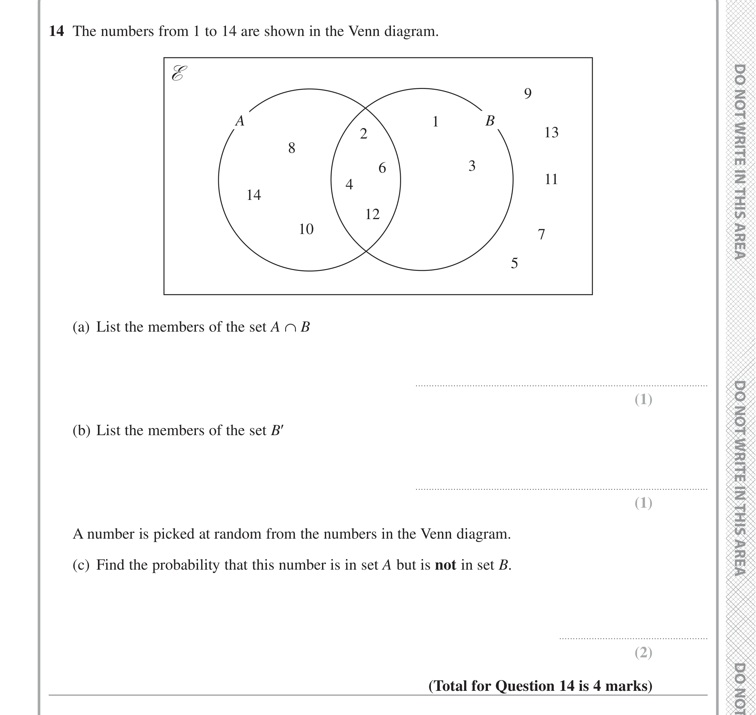 Question 14 — Set Notation — Edexcel iGCSE June 2020