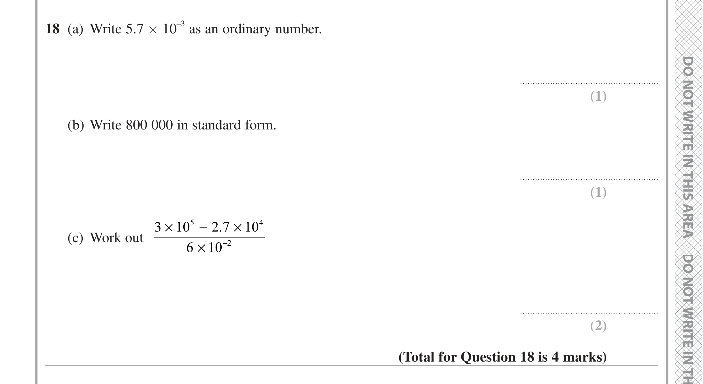 Question 18 — Standard Form — Edexcel iGCSE June 2020