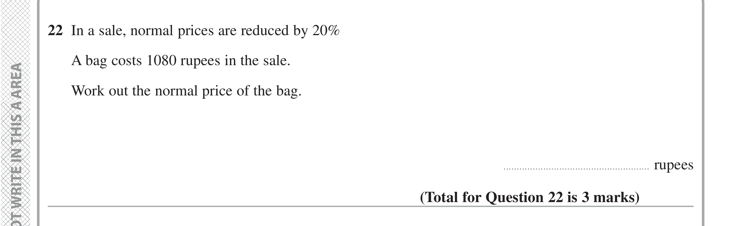 Question 22 — Percentages — Edexcel iGCSE June 2020