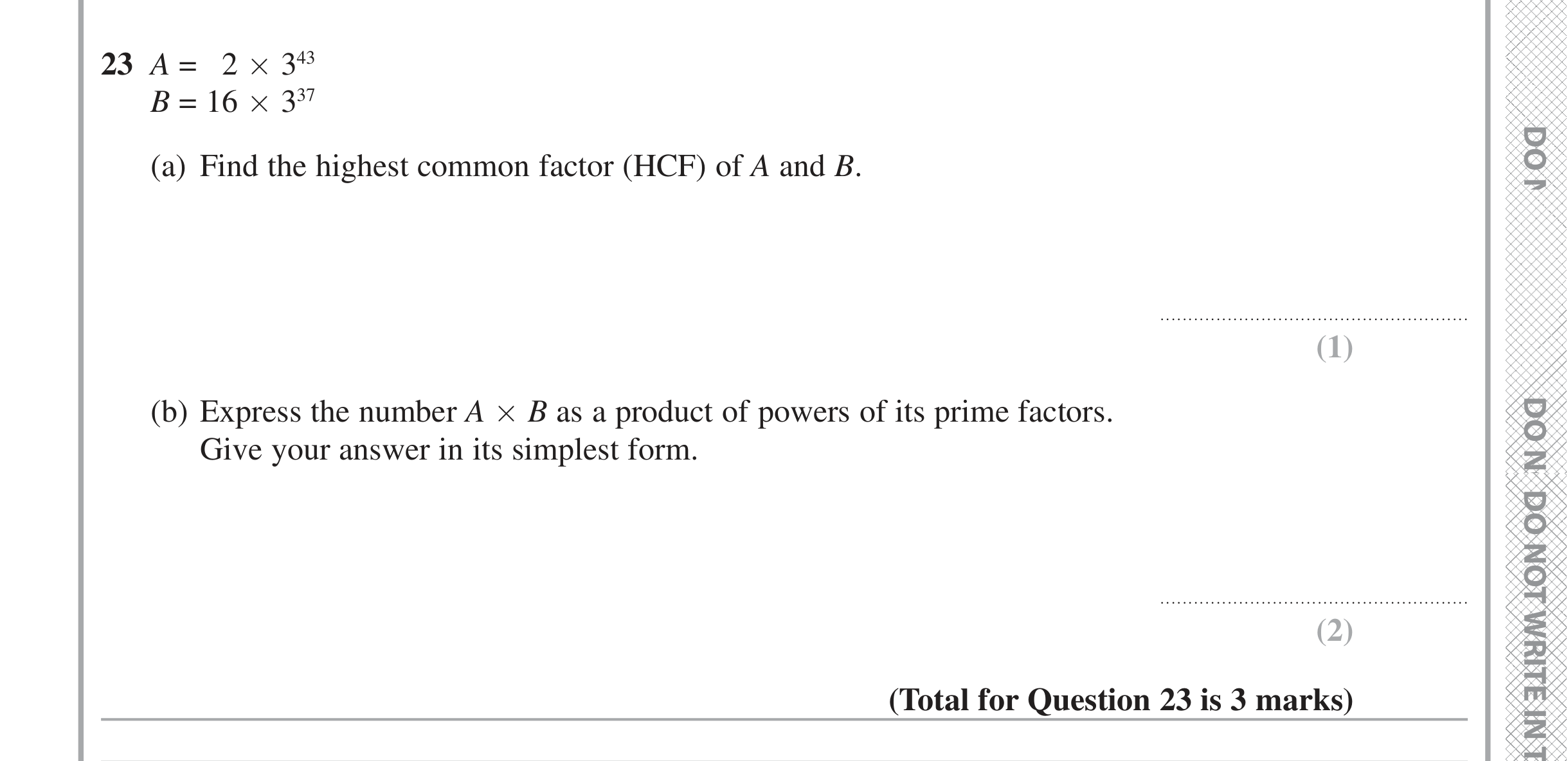 Question 23 — HCF and LCM, Prime Factors — Edexcel iGCSE June 2020