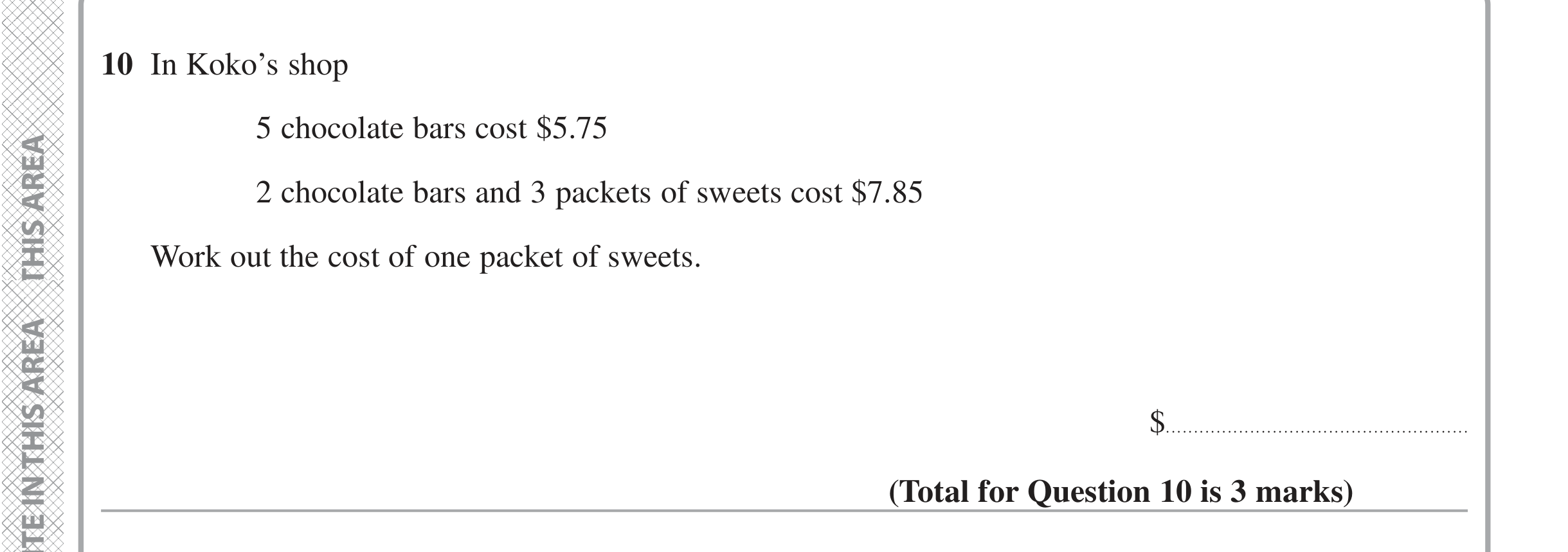Question 10 — Money Problems — Edexcel iGCSE Jan 2021