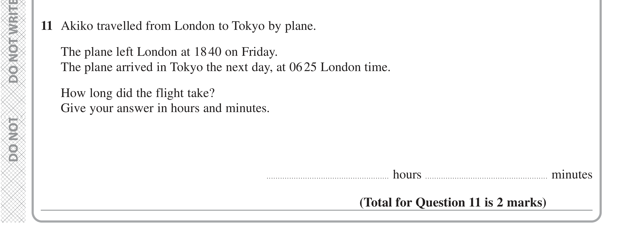 Question 11 — Time Questions — Edexcel iGCSE Jan 2021