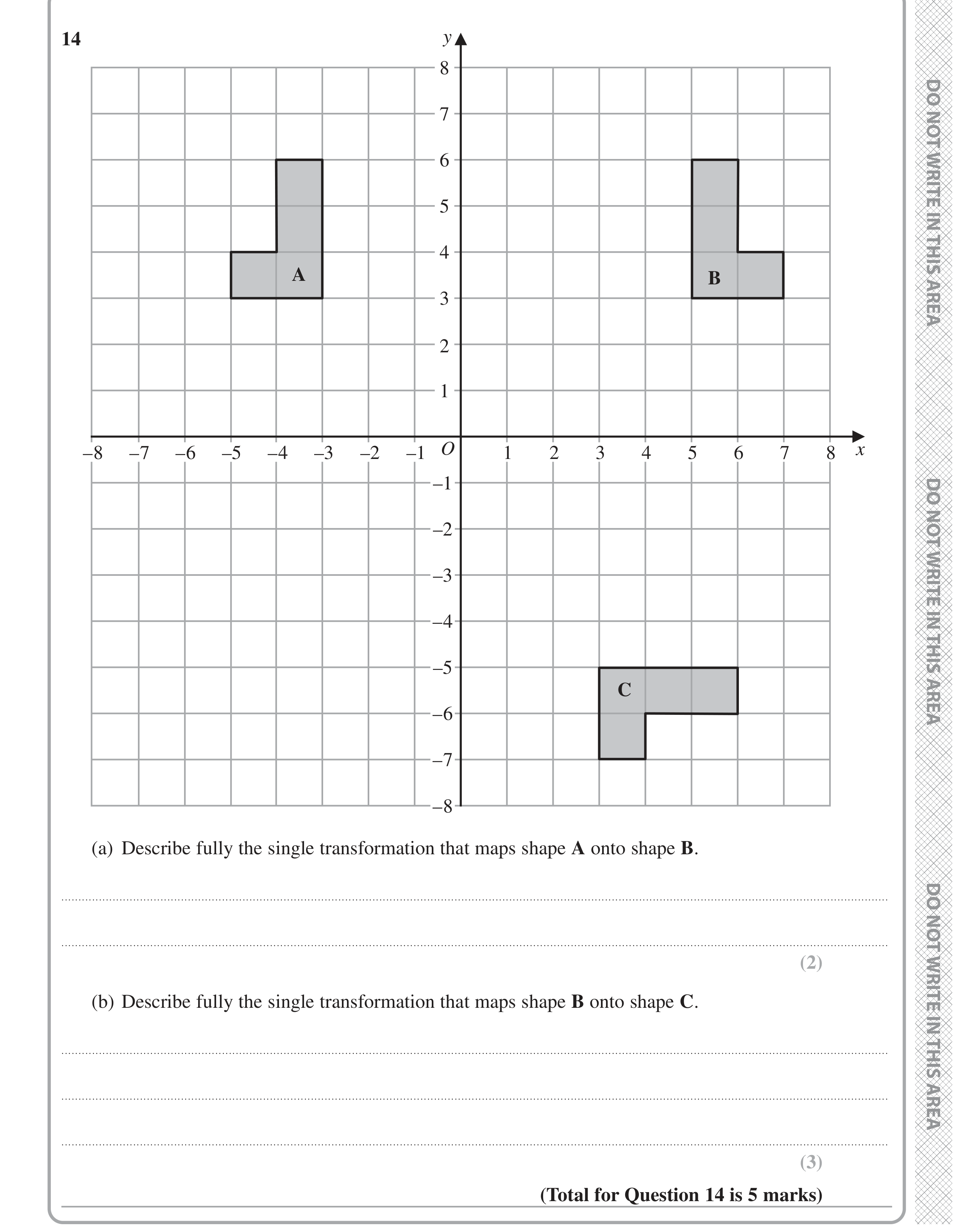 Question 14 — Rotations/Reflections/Translations/Enlargements — Edexcel iGCSE Jan 2021