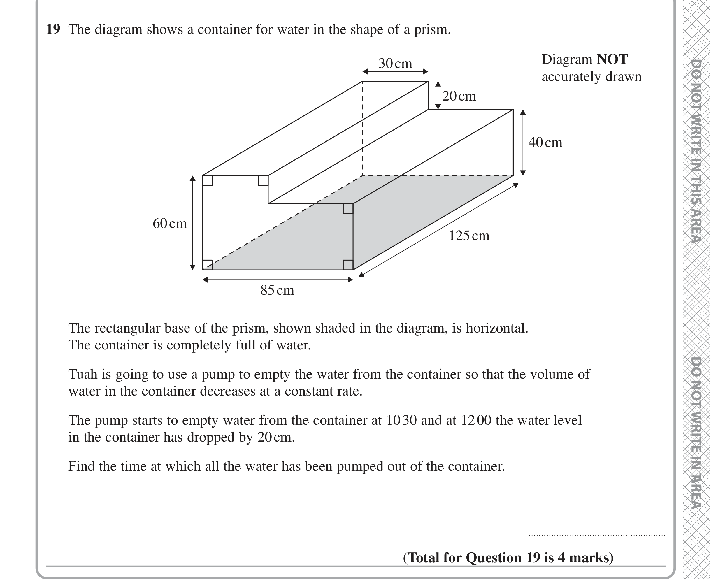 Question 19 — 3D Shapes and Volume, Time Questions — Edexcel iGCSE Jan 2021