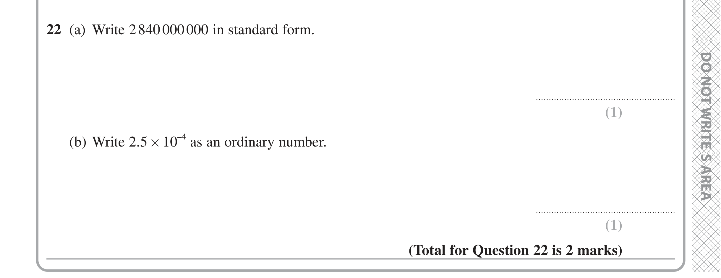 Question 22 — Standard Form — Edexcel iGCSE Jan 2021