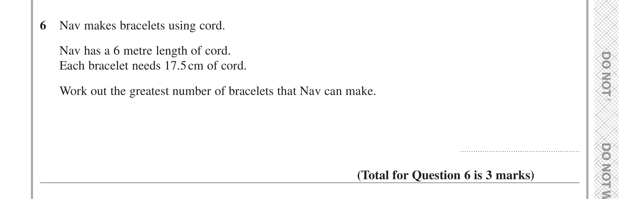 Question 6 — Unit Conversions — Edexcel iGCSE Jan 2021