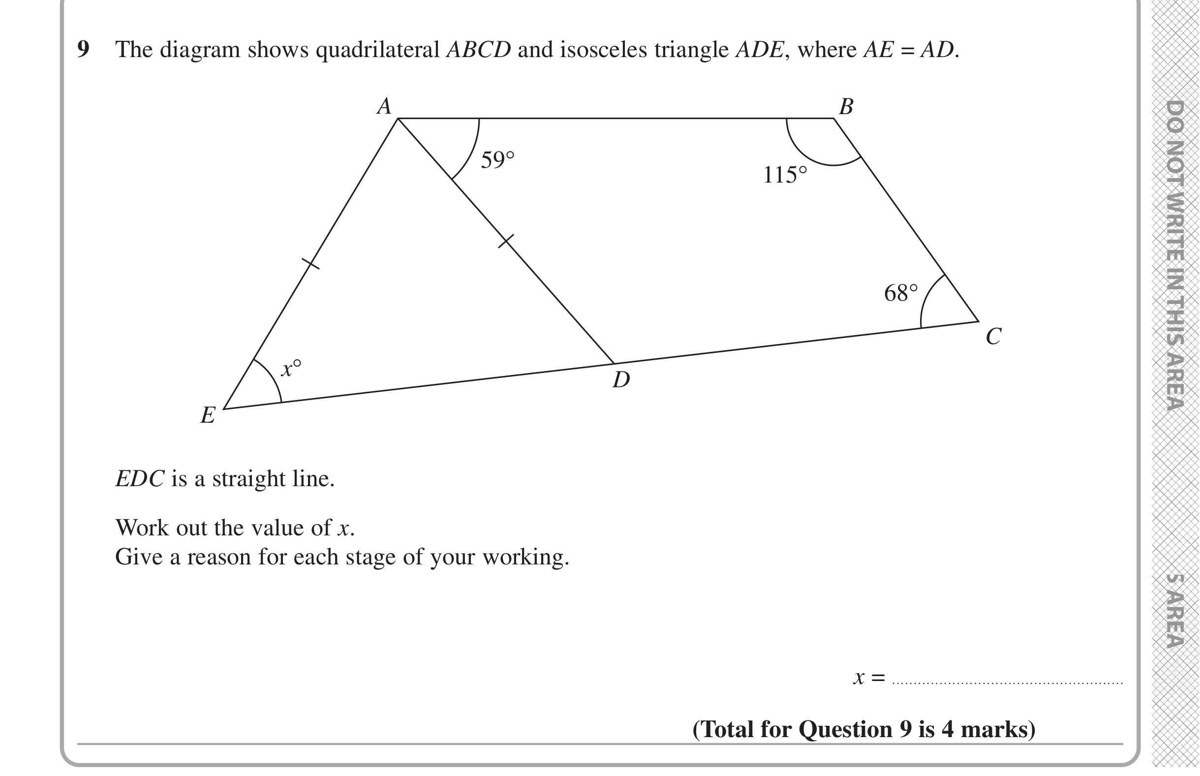Question 9 — Angles — Edexcel iGCSE Jan 2021