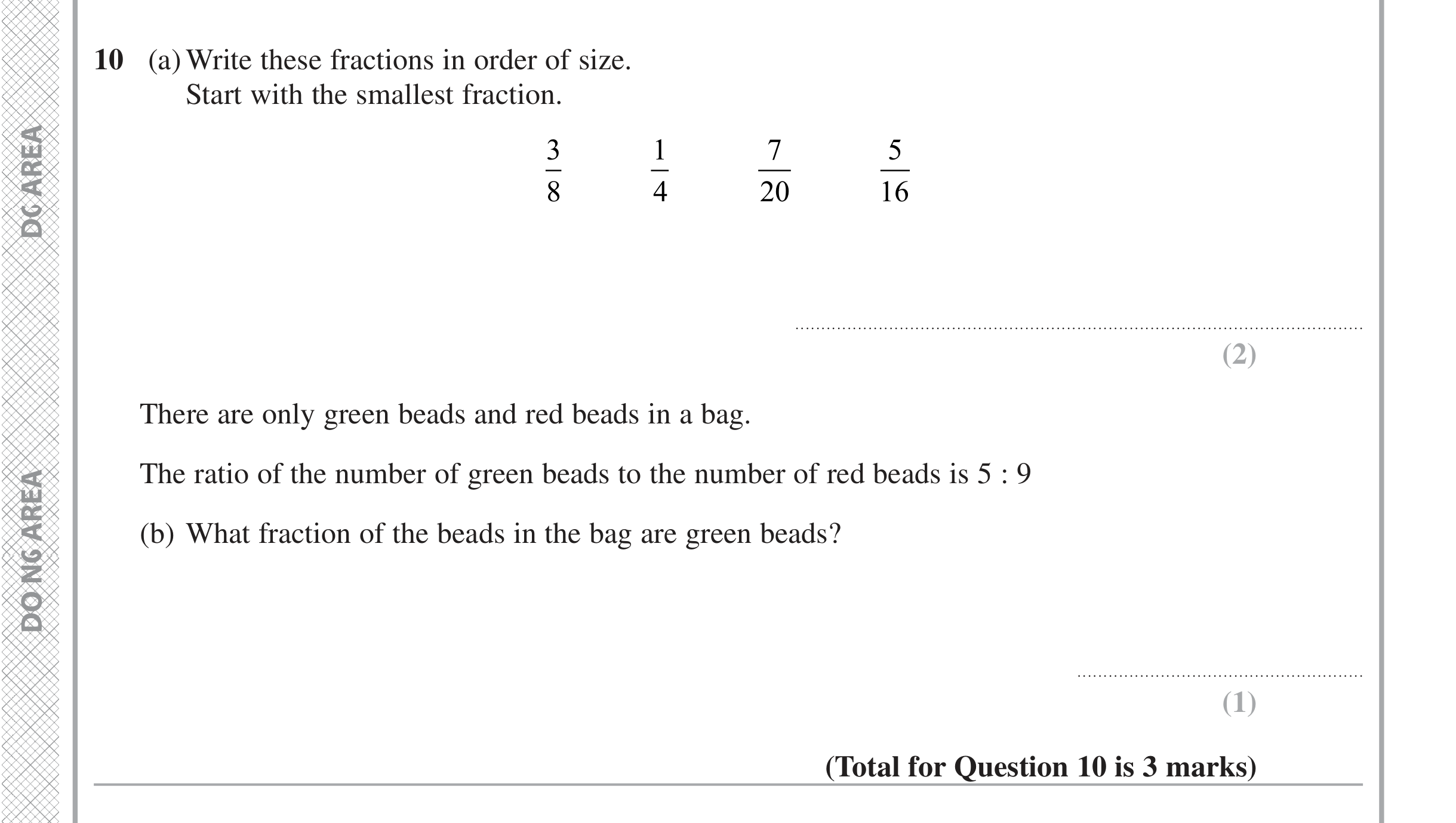 Question 10 — Fractions, Ratios — Edexcel iGCSE June 2021