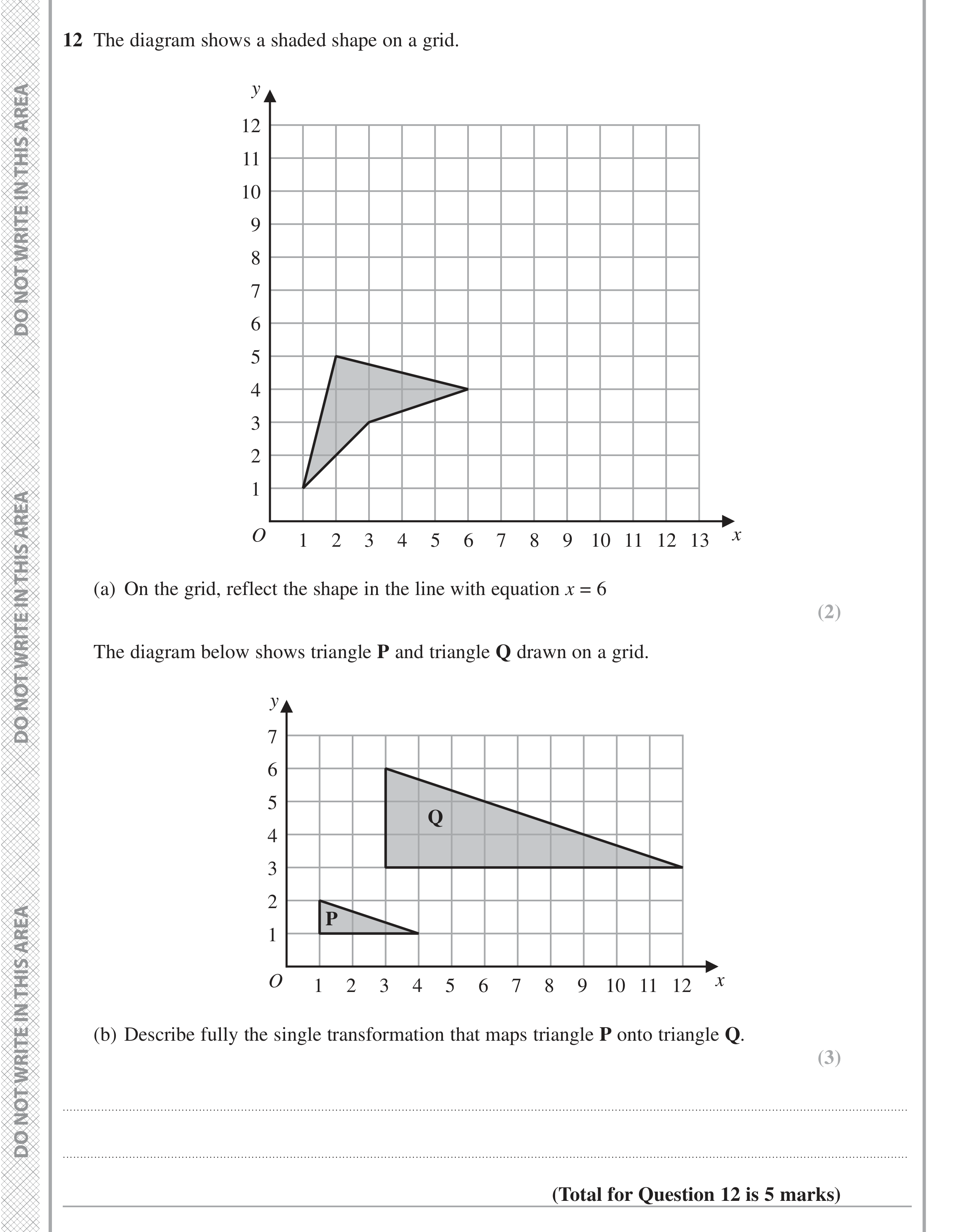 Question 12 — Rotations/Reflections/Translations/Enlargements — Edexcel iGCSE June 2021