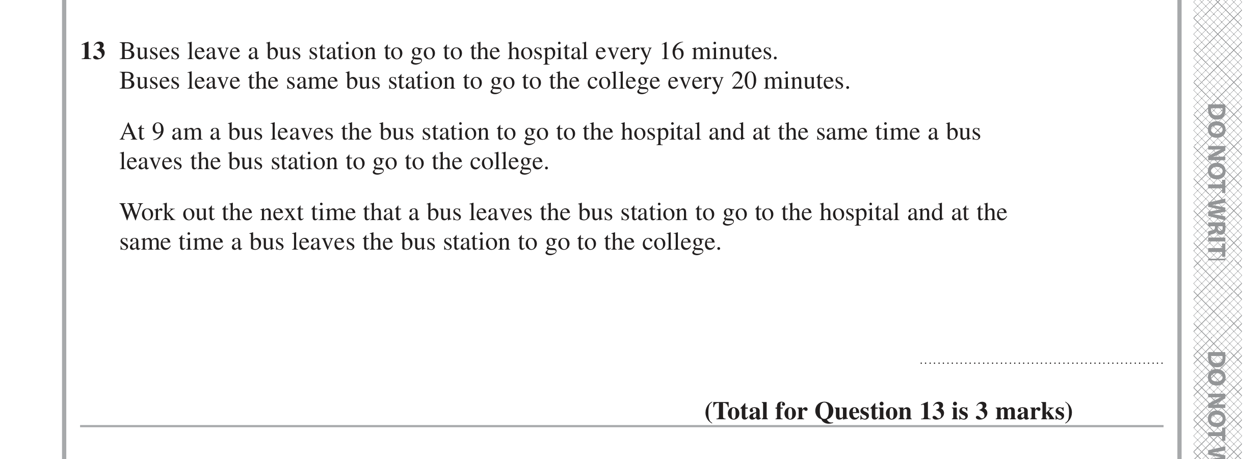 Question 13 — Time Questions — Edexcel iGCSE June 2021