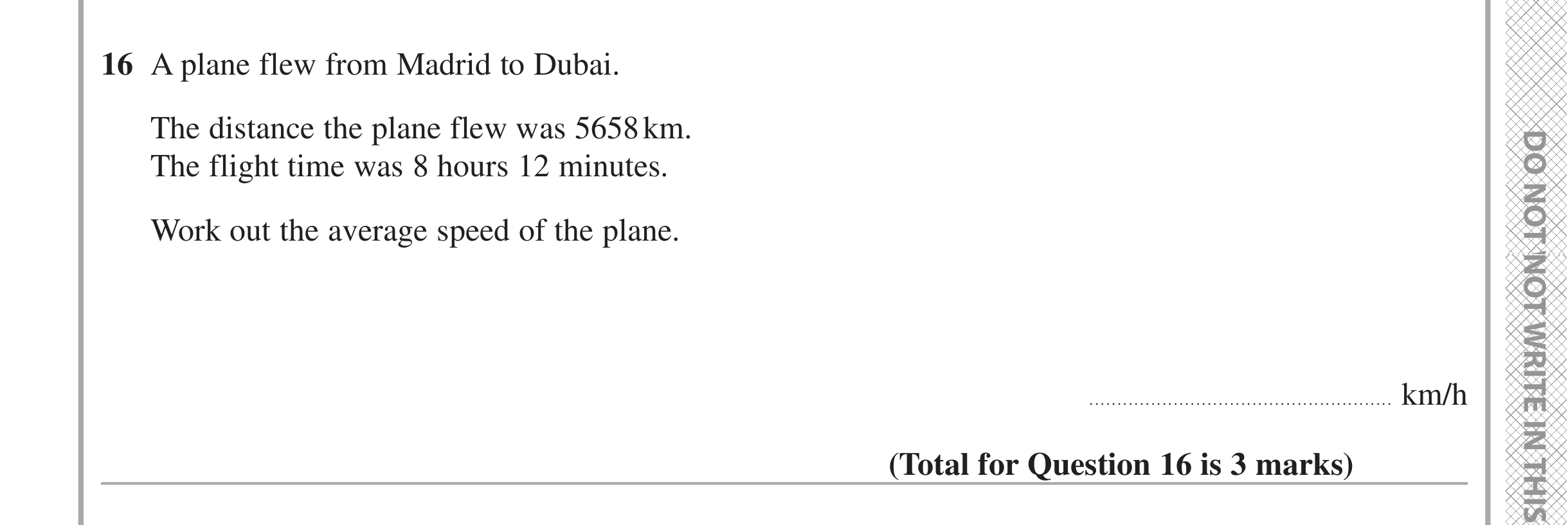 Question 16 — Speed/Distance/Time/Density/Pressure — Edexcel iGCSE June 2021