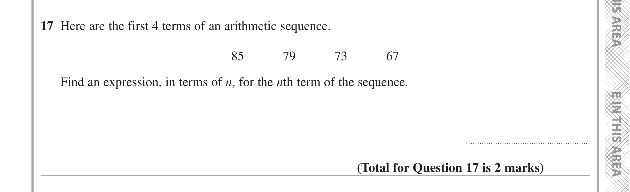 Question 17 — Sequences — Edexcel iGCSE June 2021