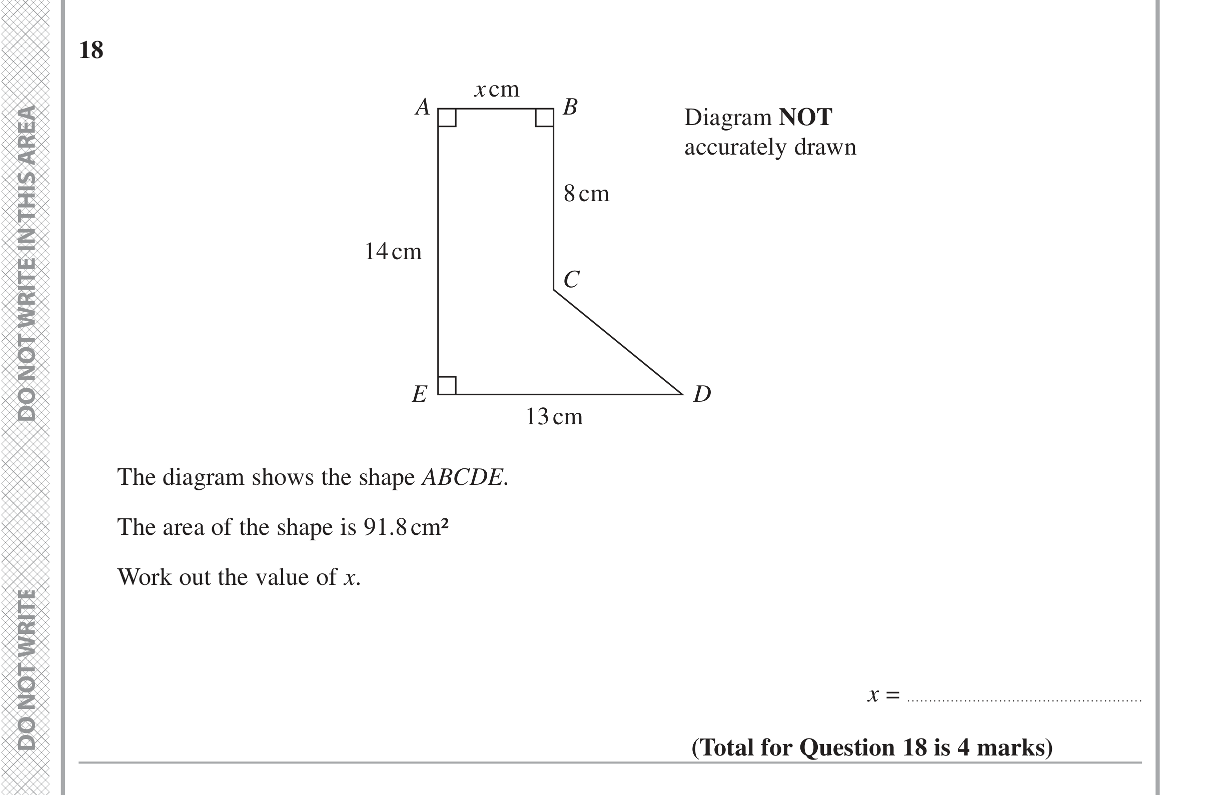 Question 18 — Perimeter and Area — Edexcel iGCSE June 2021