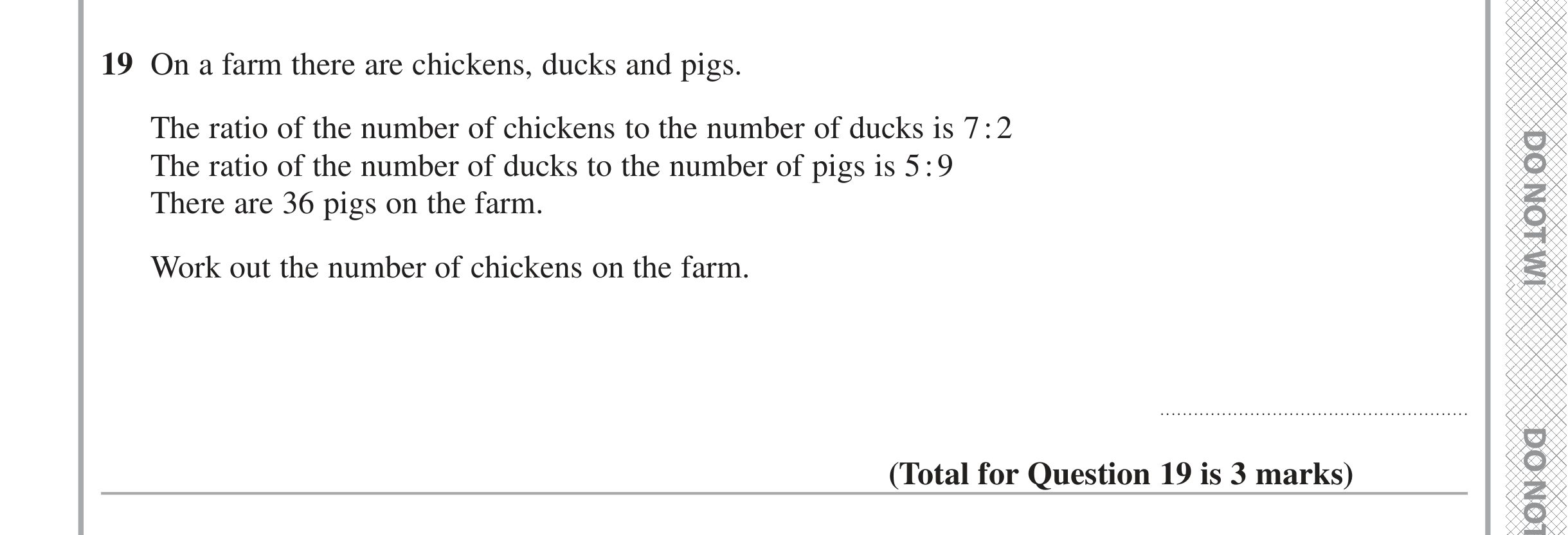 Question 19 — Ratios — Edexcel iGCSE June 2021