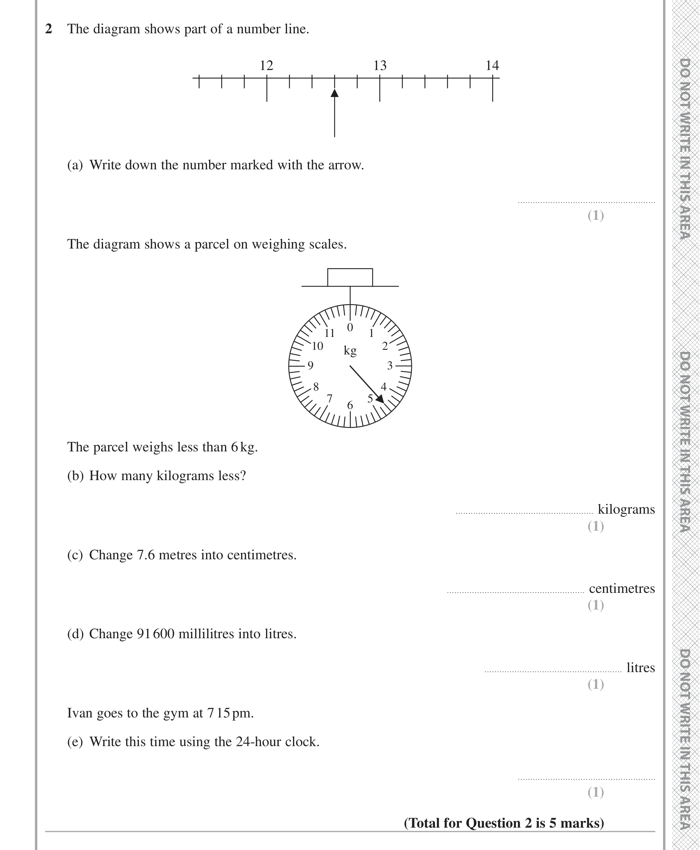 Question 2 — Measure, Unit Conversions — Edexcel iGCSE June 2021