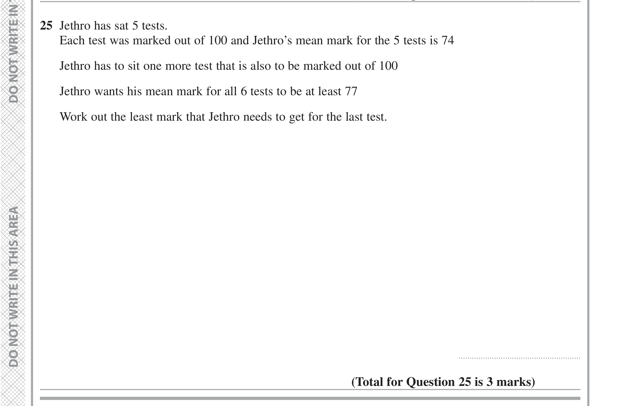 Question 25 — Mean/Median/Mode/Range — Edexcel iGCSE June 2021