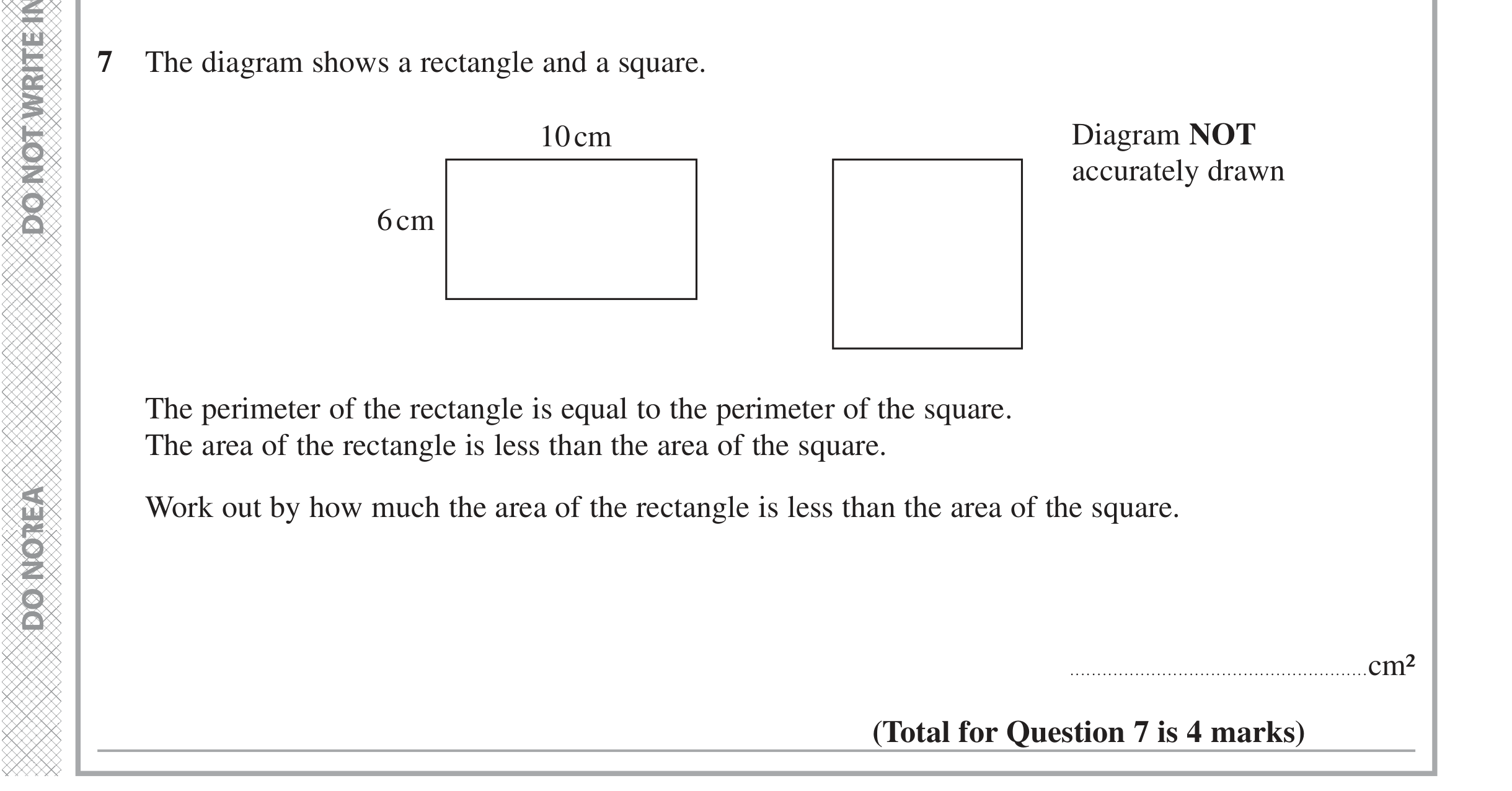 Question 7 — Perimeter and Area — Edexcel iGCSE June 2021