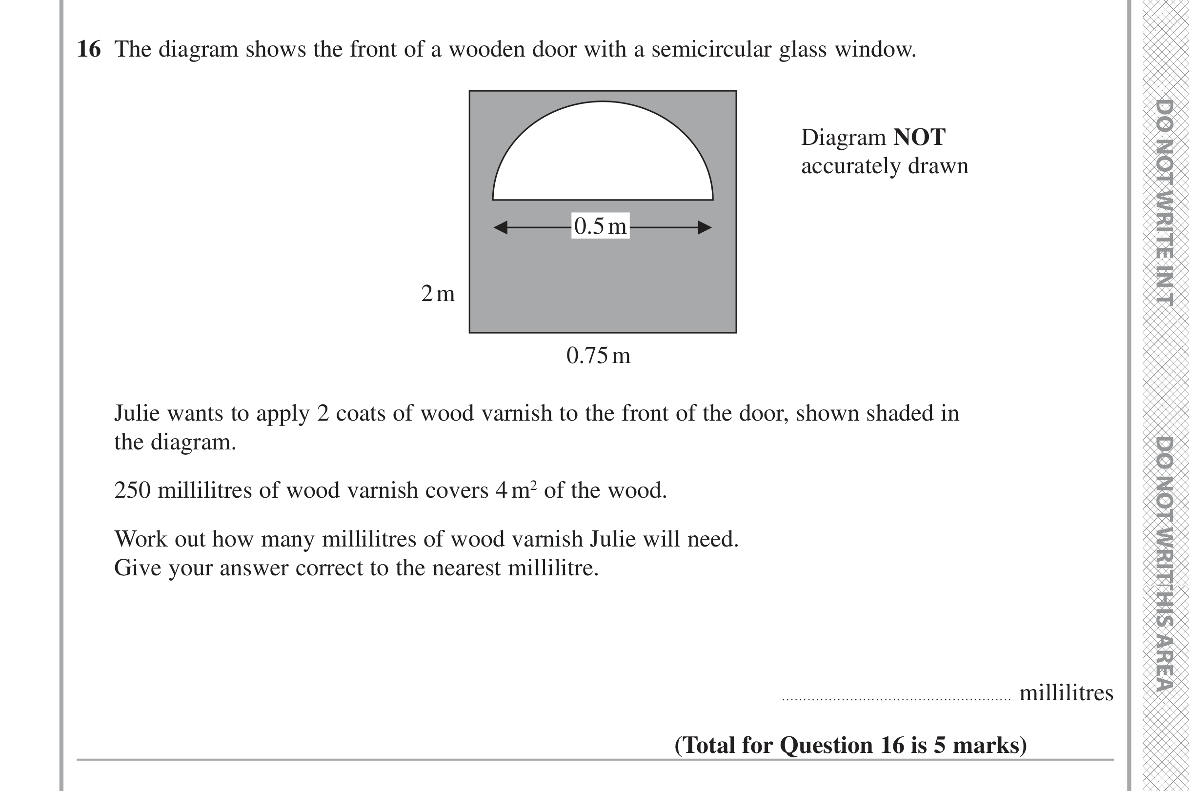 Question 16 — Perimeter and Area — Edexcel iGCSE November 2021