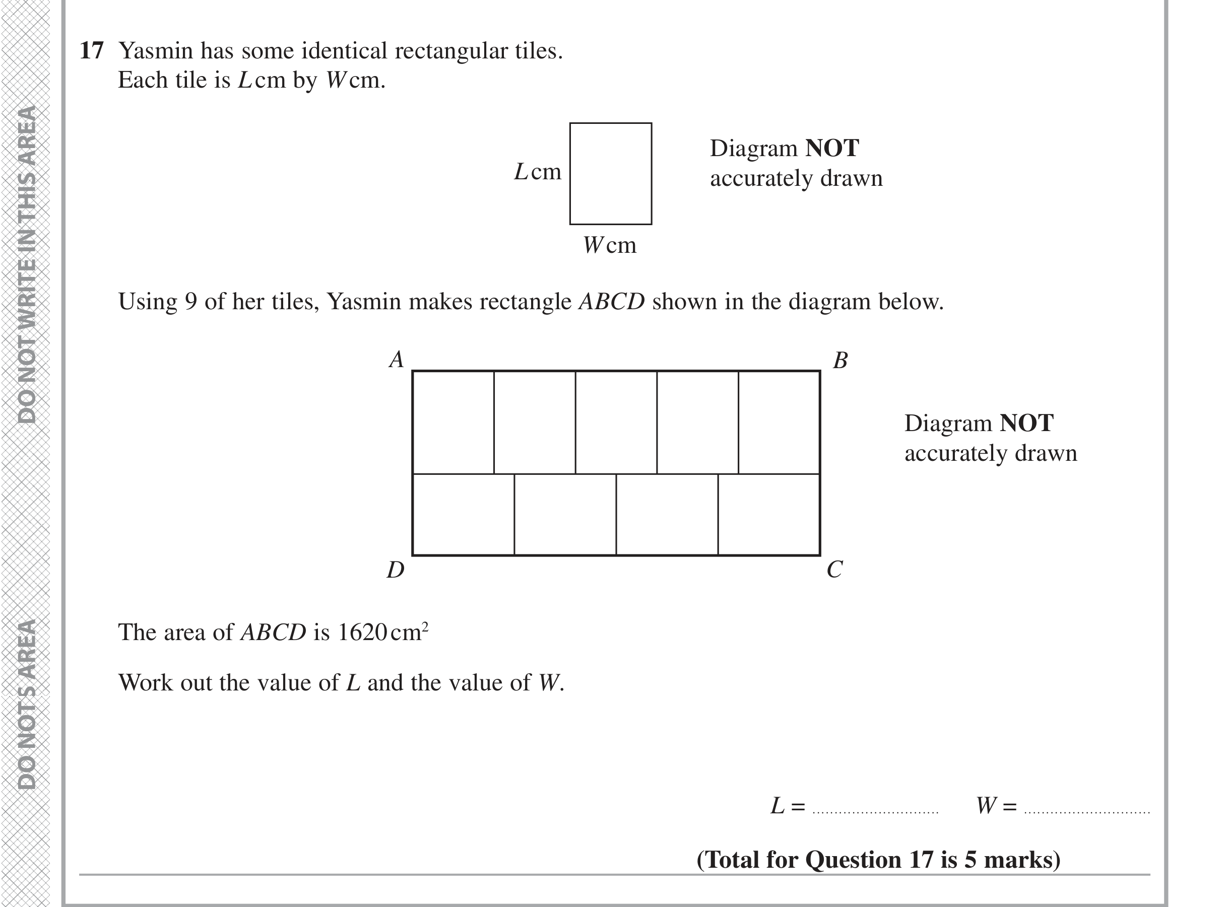 Question 17 — Perimeter and Area — Edexcel iGCSE November 2021