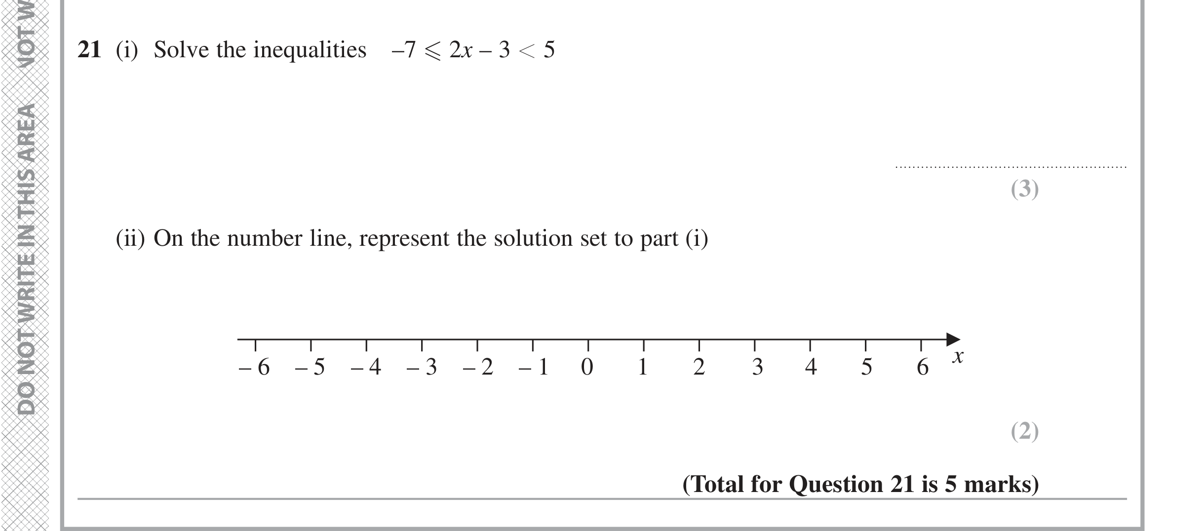 Question 21 — Inequalities — Edexcel iGCSE November 2021