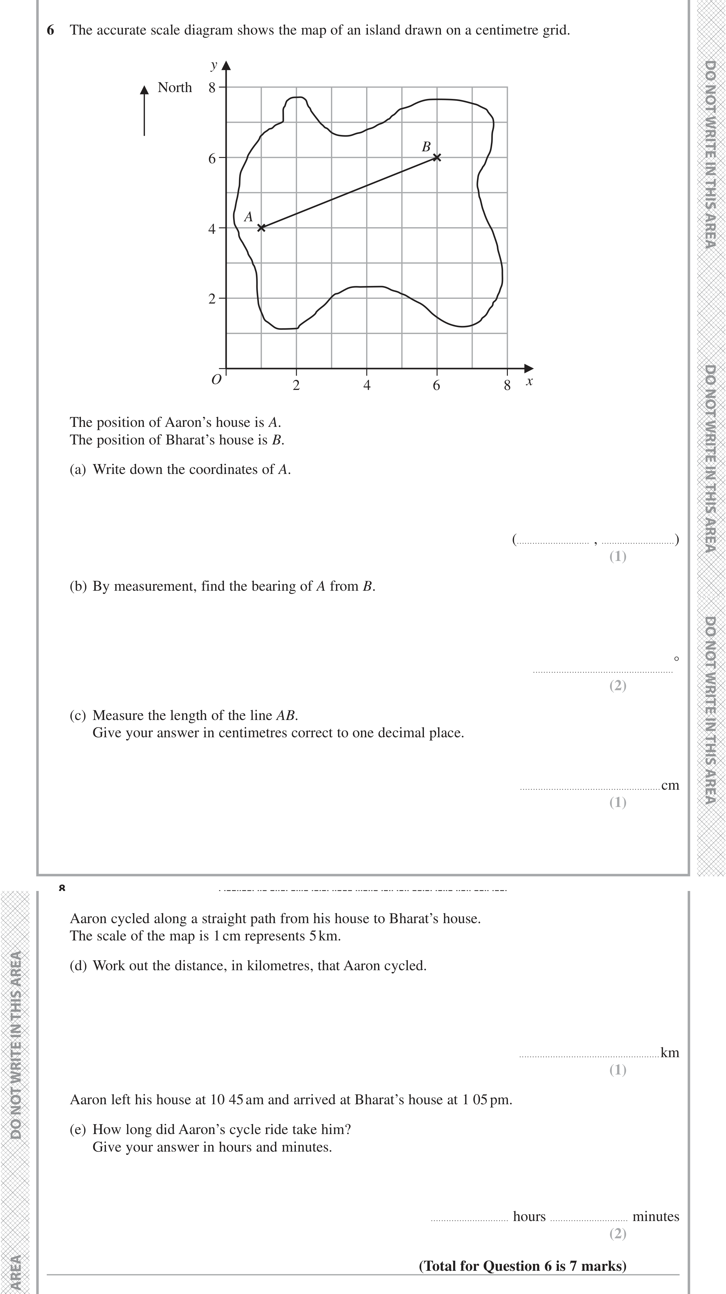 Question 6 — Bearings, Maps, Time Questions — Edexcel iGCSE November 2021