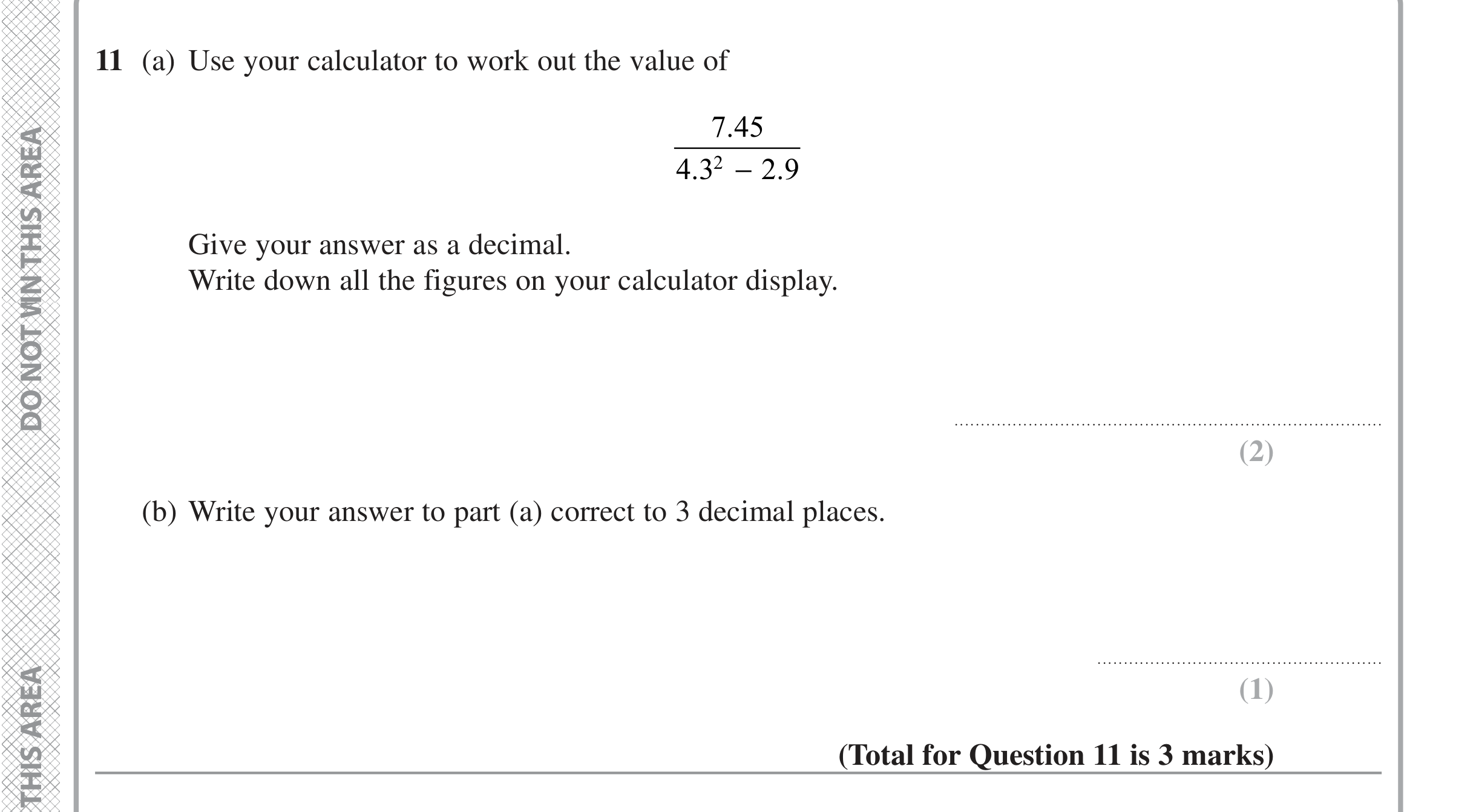 Question 11 — Calculator Questions, Rounding — Edexcel iGCSE Jan 2022