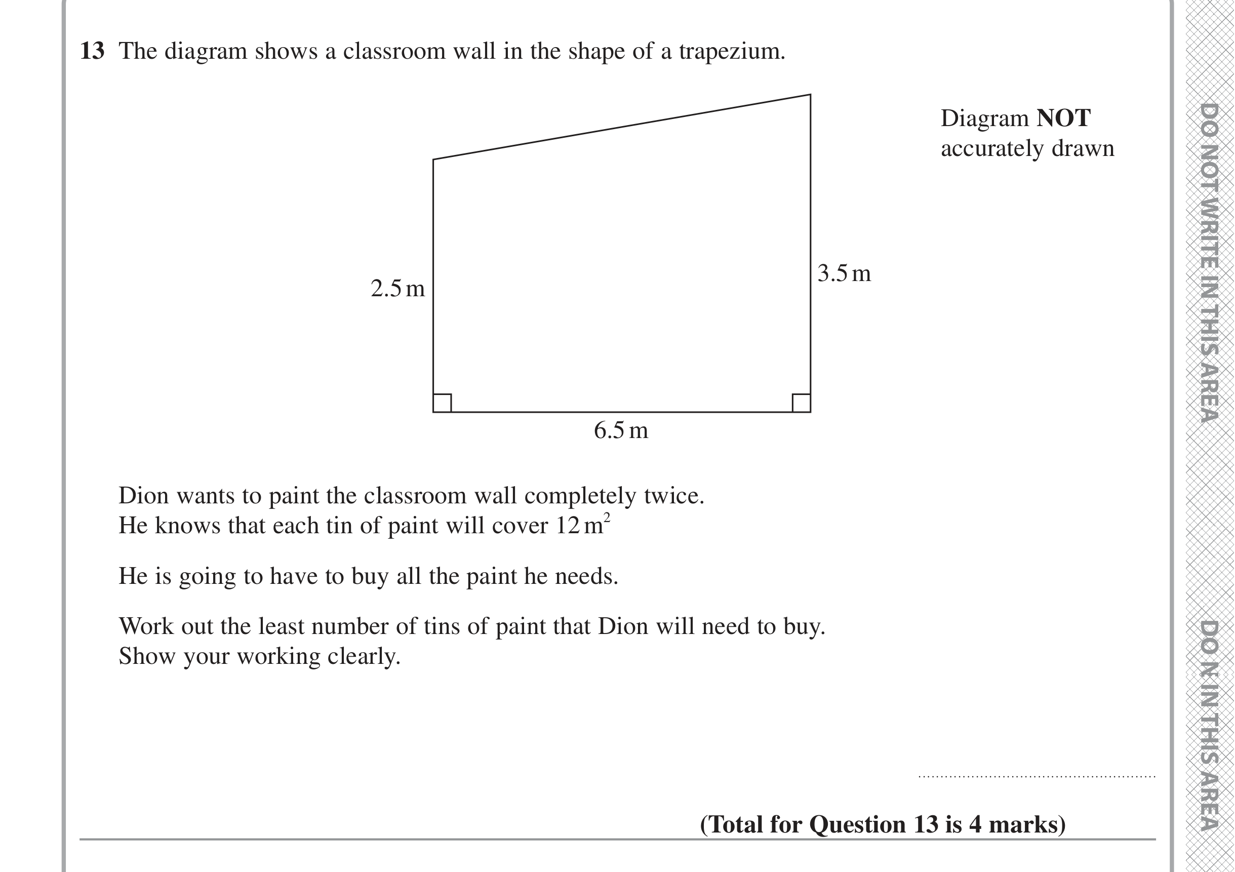 Question 13 — Perimeter and Area — Edexcel iGCSE Jan 2022
