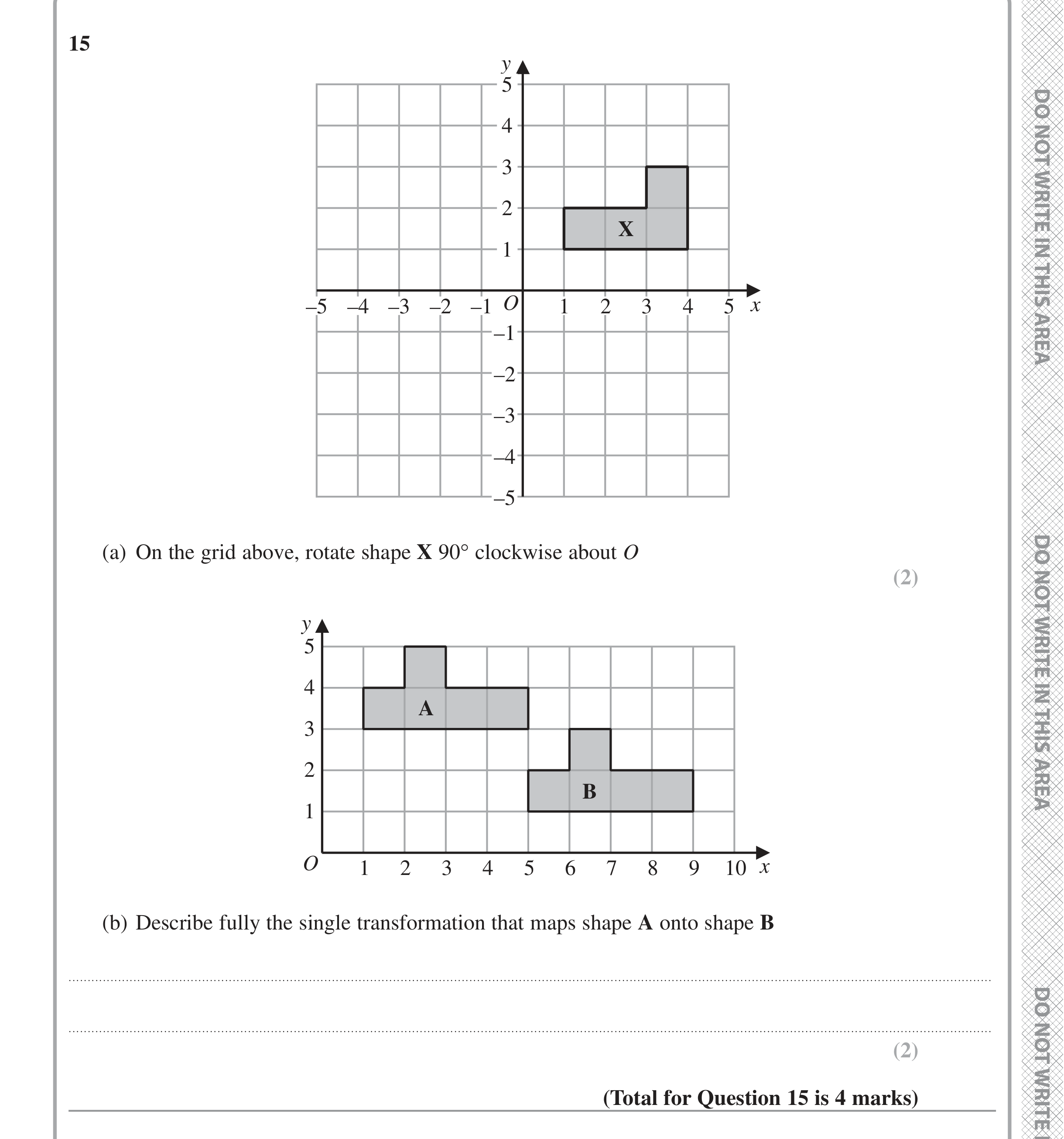 Question 15 — Rotations/Reflections/Translations/Enlargements — Edexcel iGCSE Jan 2022