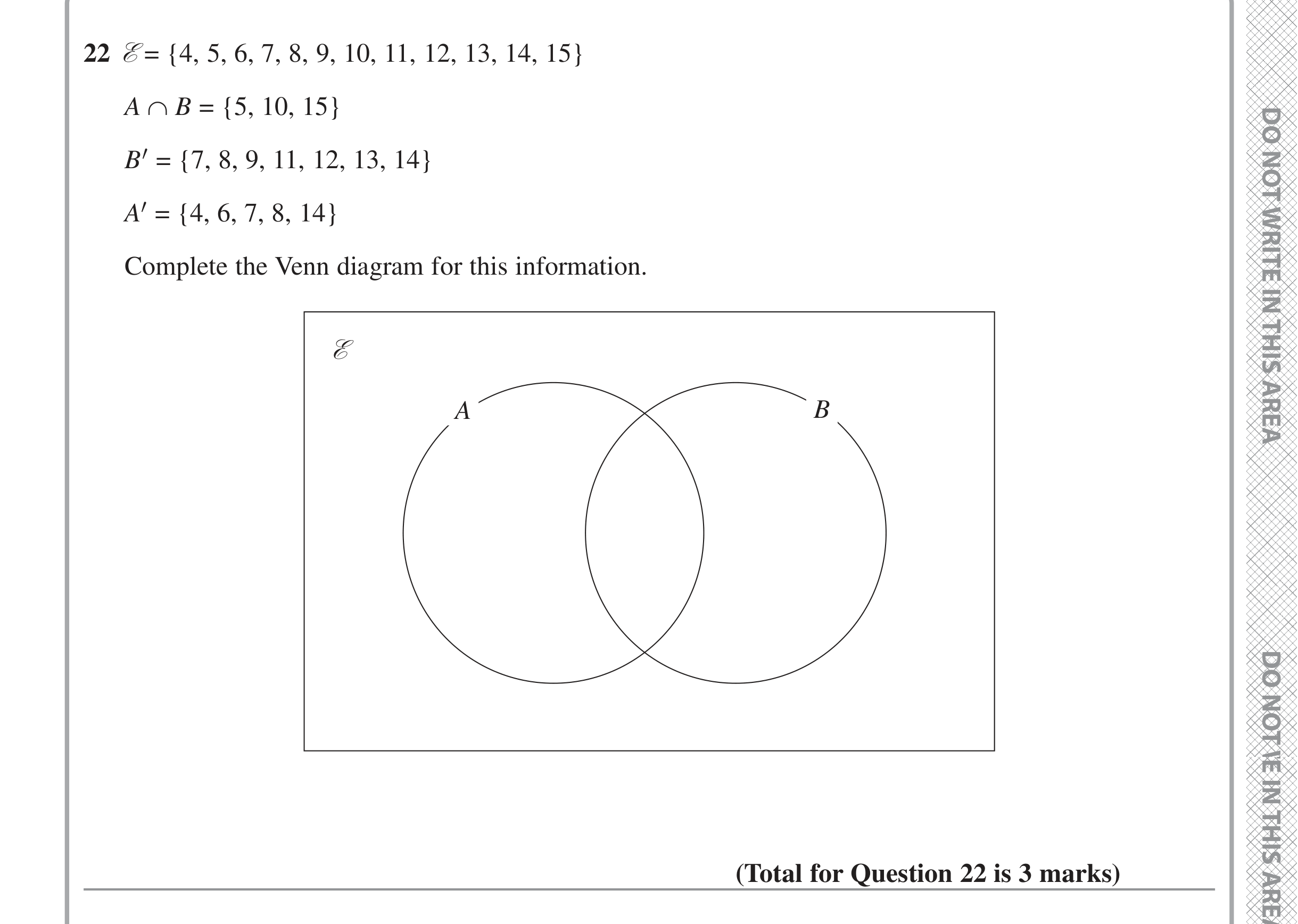 Question 22 — Set Notation — Edexcel iGCSE Jan 2022