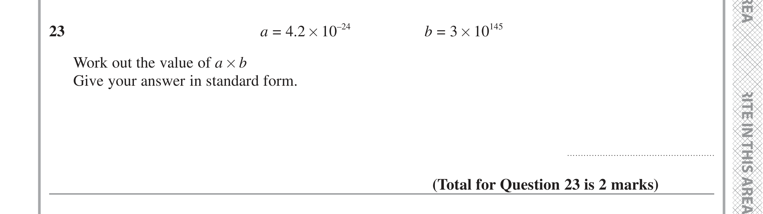 Question 23 — Standard Form — Edexcel iGCSE Jan 2022
