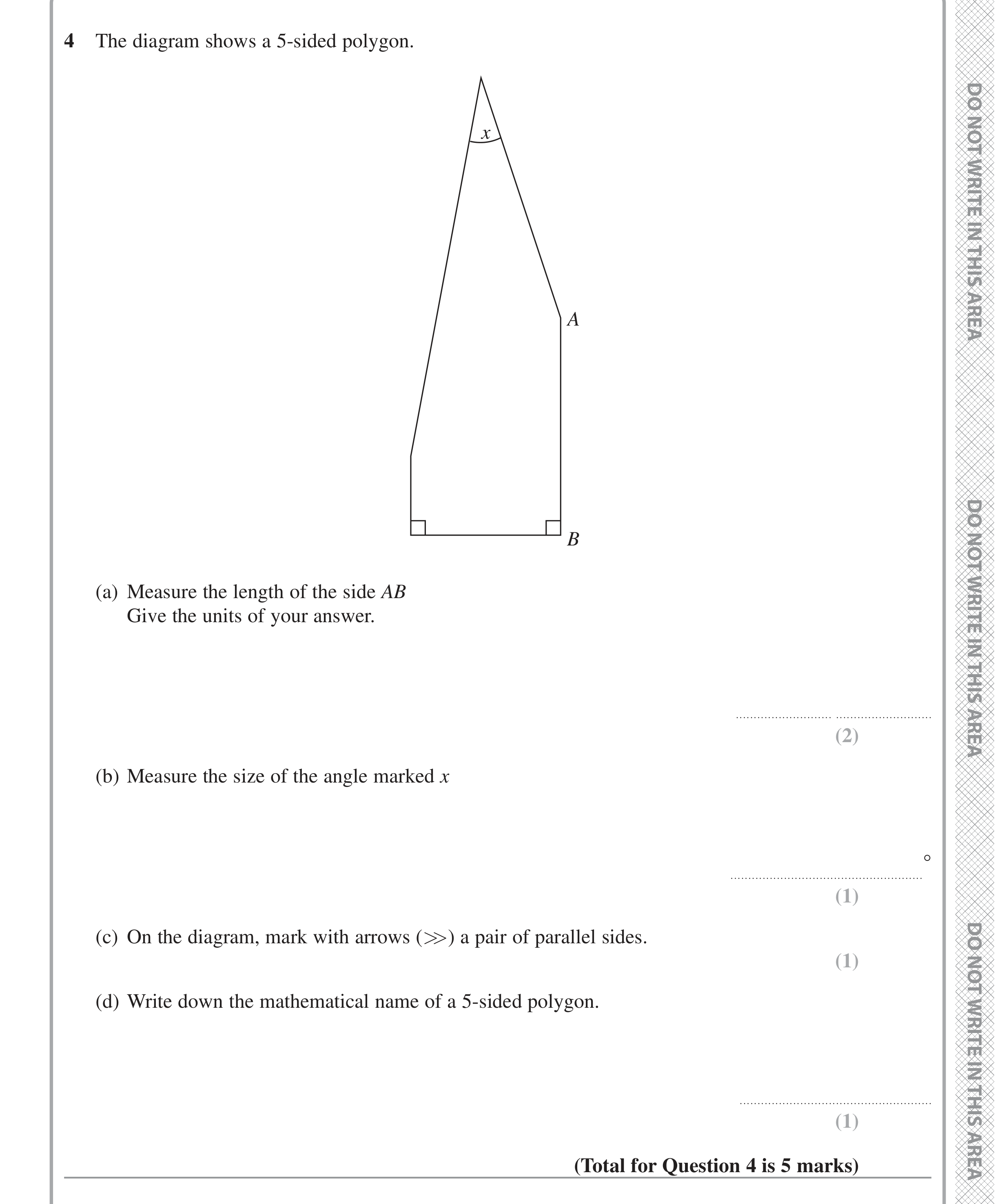 Question 4 — Measure, Polygons — Edexcel iGCSE Jan 2022