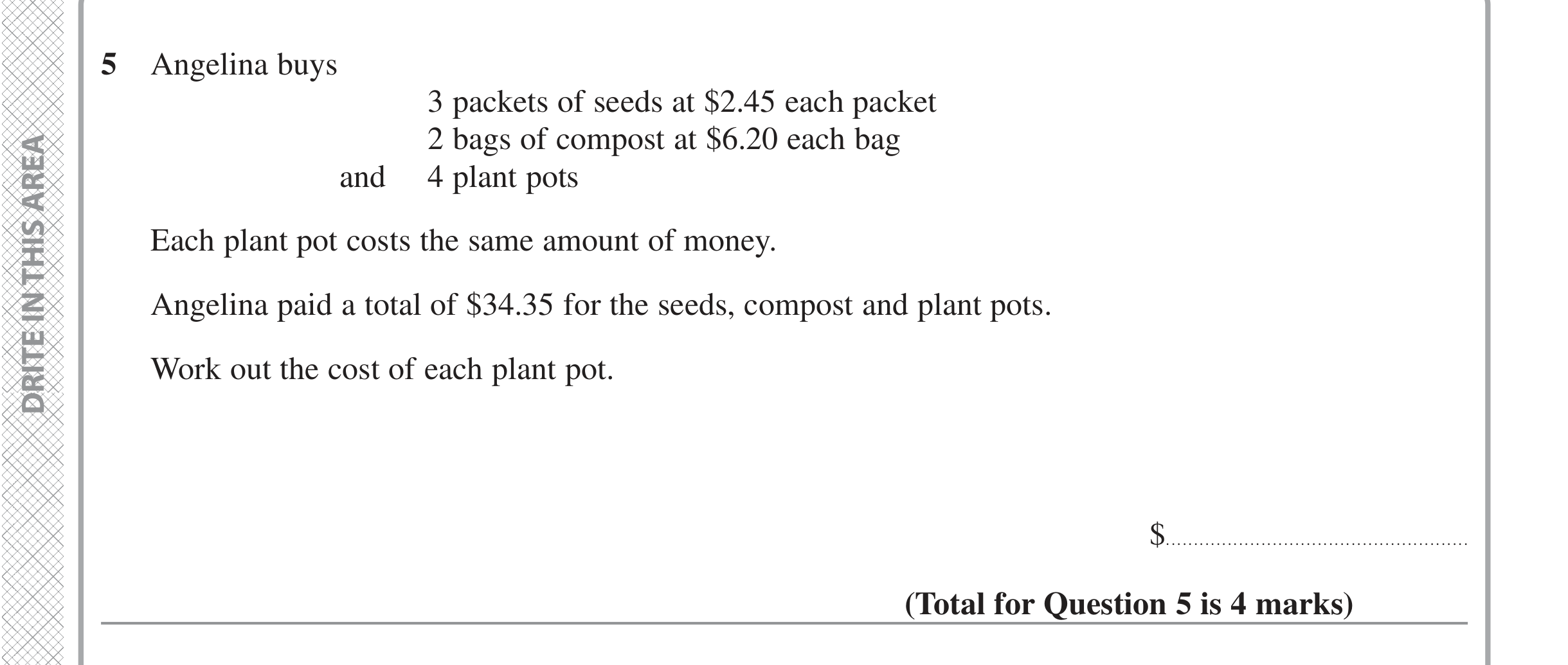 Question 5 — Money Problems — Edexcel iGCSE Jan 2022