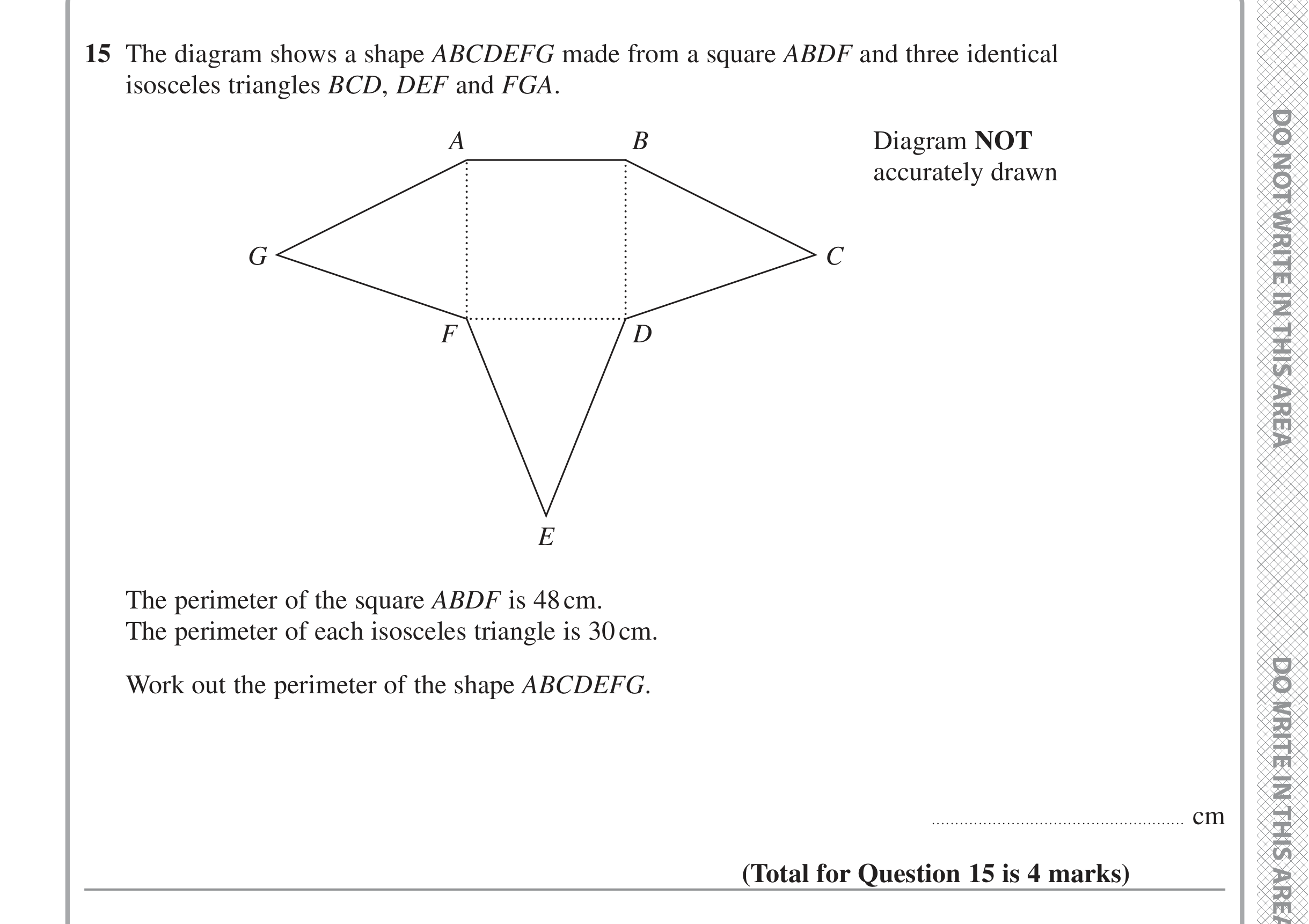 Question 15 — Perimeter and Area — Edexcel iGCSE June 2022