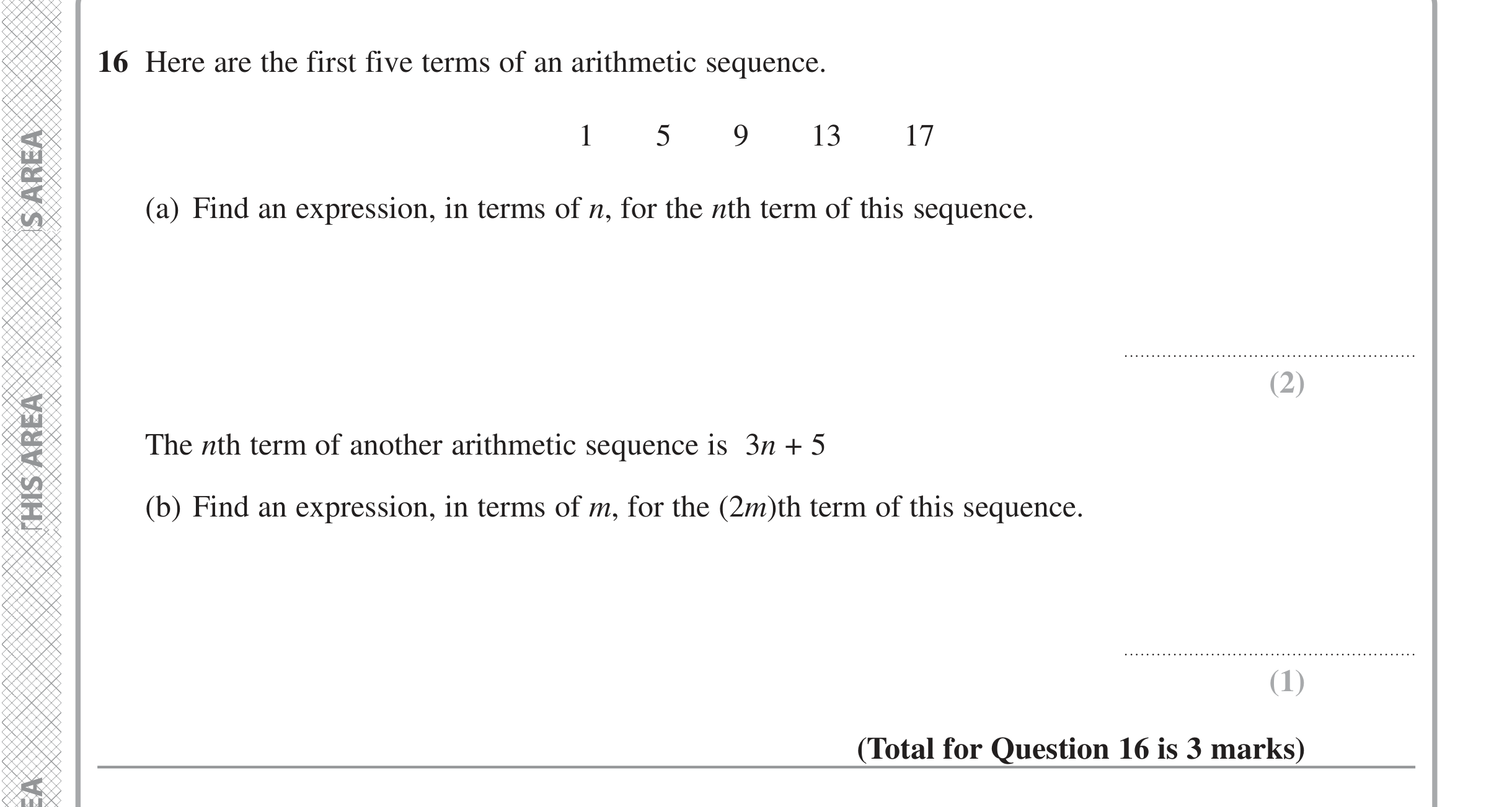 Question 16 — Sequences — Edexcel iGCSE June 2022