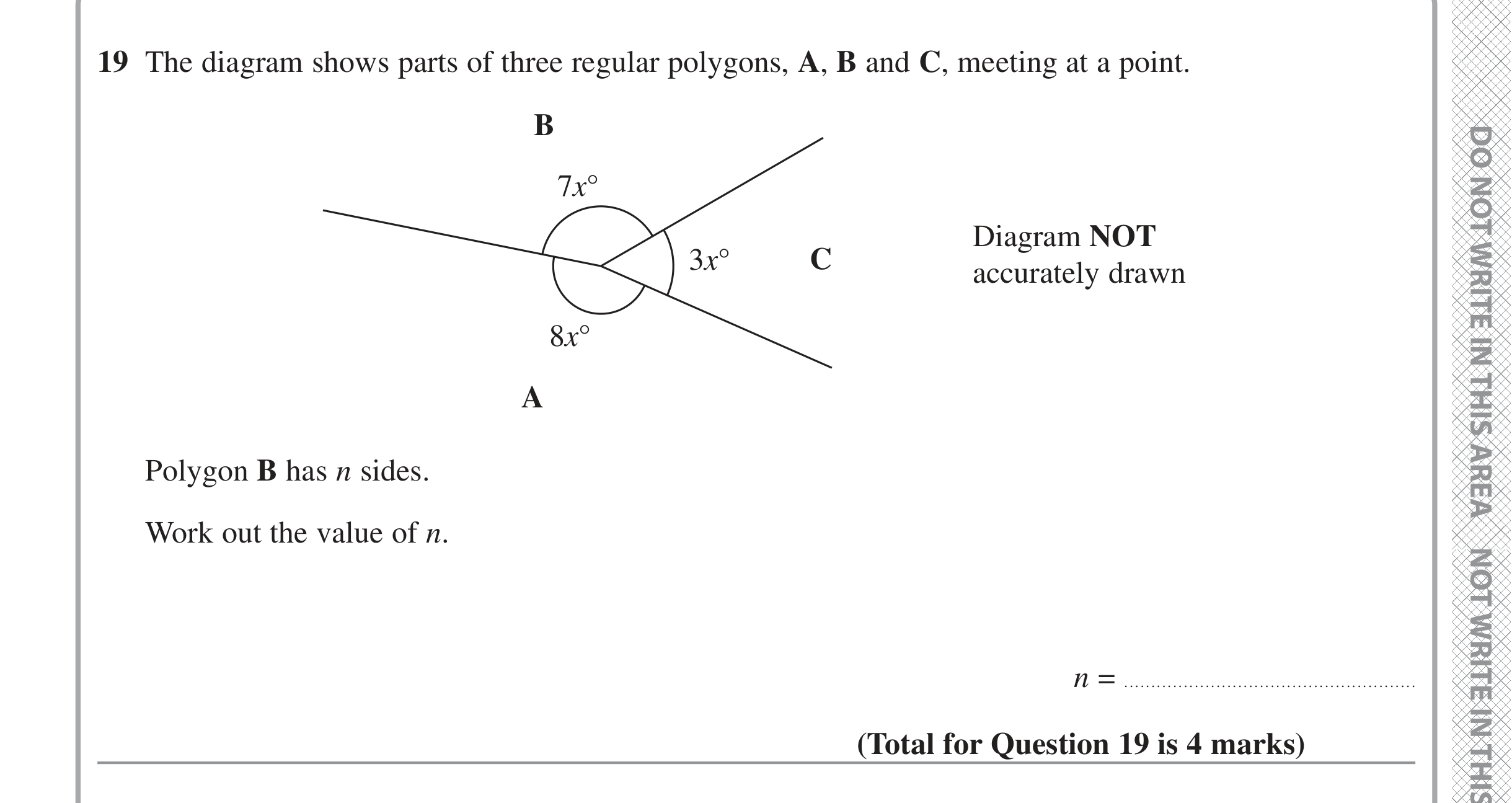Question 19 — Angles, Interior and Exterior Angles — Edexcel iGCSE June 2022