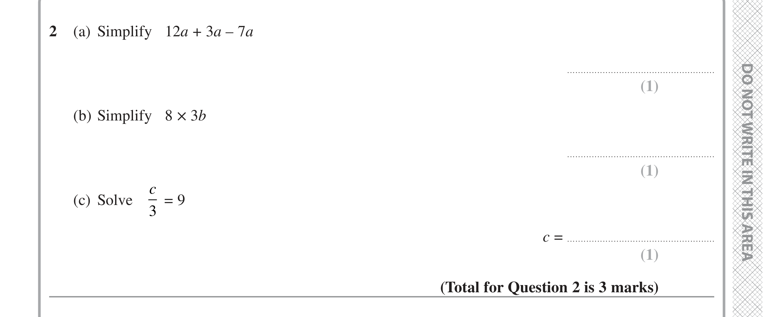 Question 2 — Factorise/Expand/Simplify, Linear Equations — Edexcel iGCSE June 2022