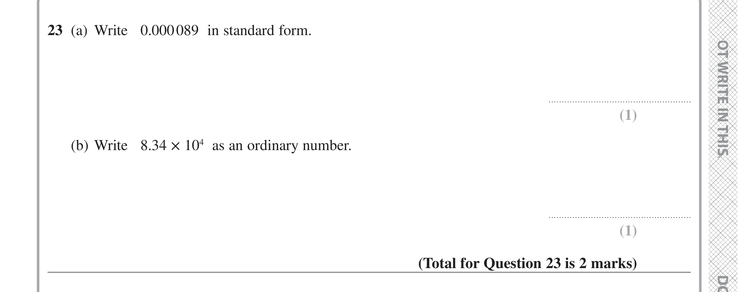 Question 23 — Standard Form — Edexcel iGCSE June 2022