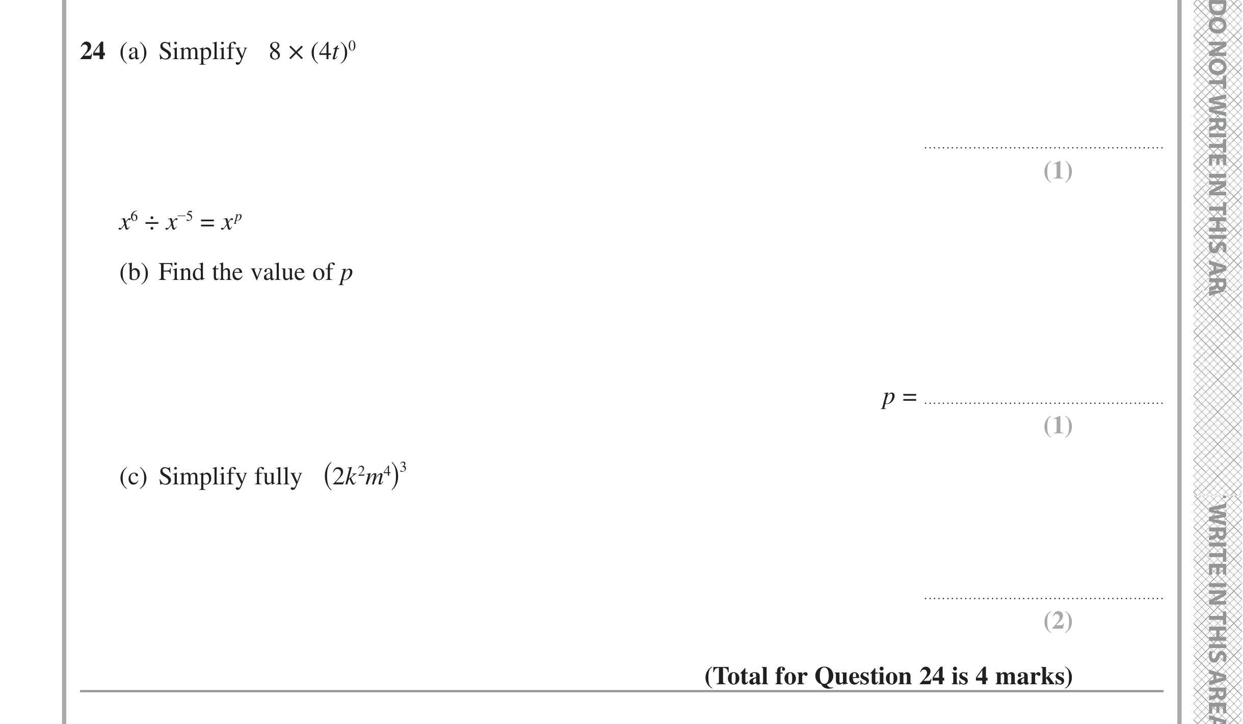 Question 24 — Powers — Edexcel iGCSE June 2022