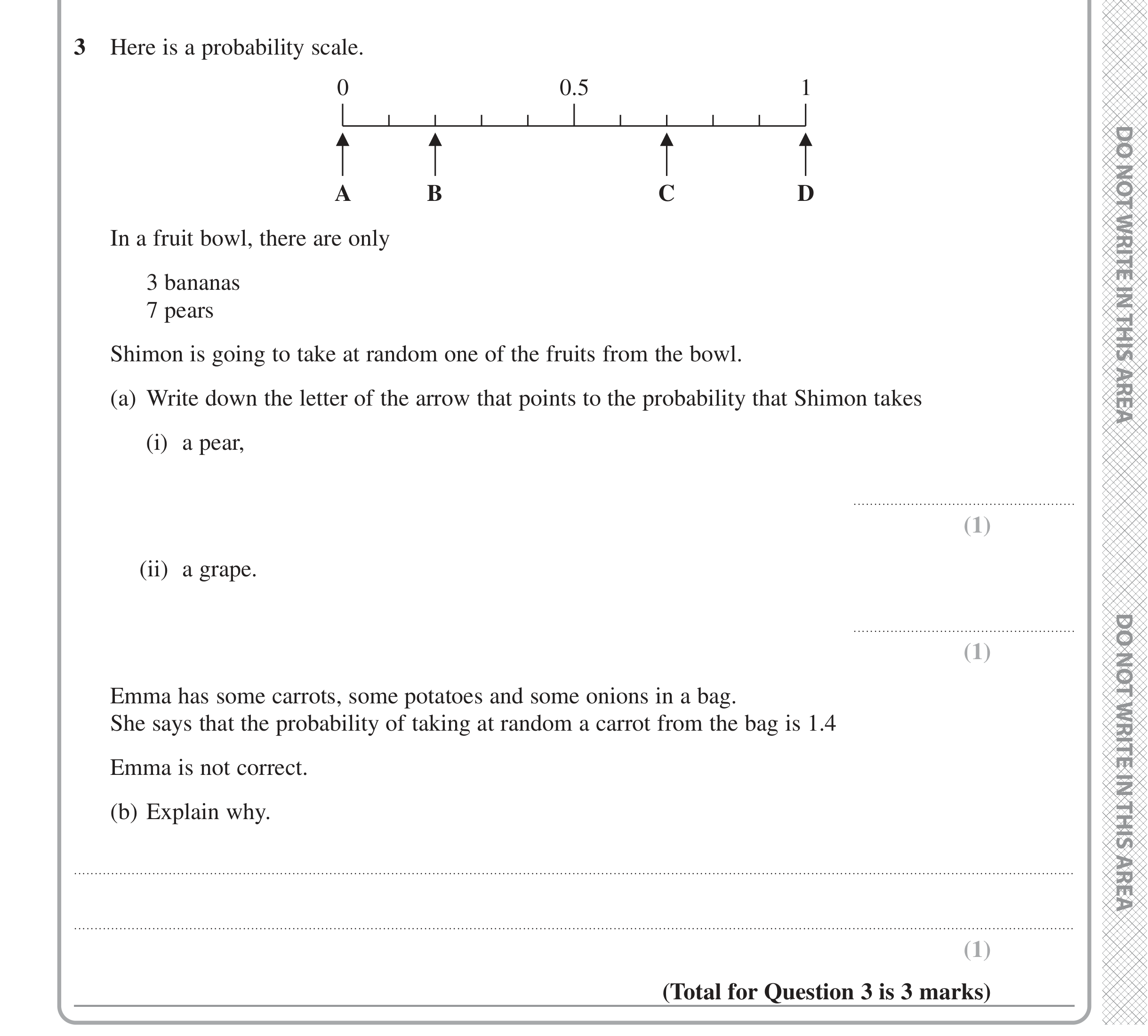 Question 3 — Probability — Edexcel iGCSE June 2022